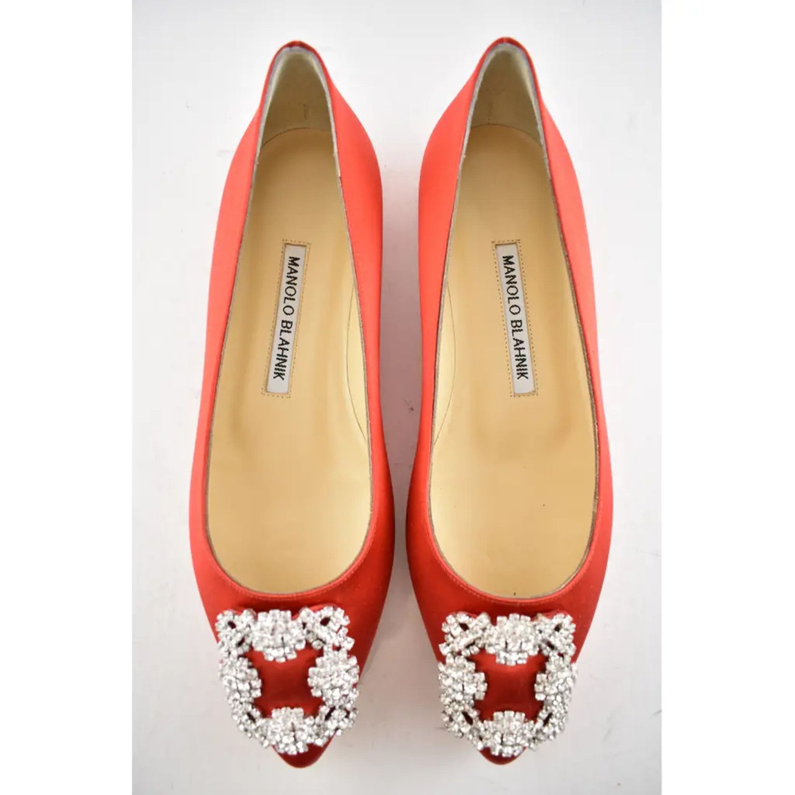 Manolo Blahnik Hangisi Satin Silver Jewel Buckle Ballerina Ballet Flat 39.5 Size US 9.5 / IT 39.5 - 5 Thumbnail