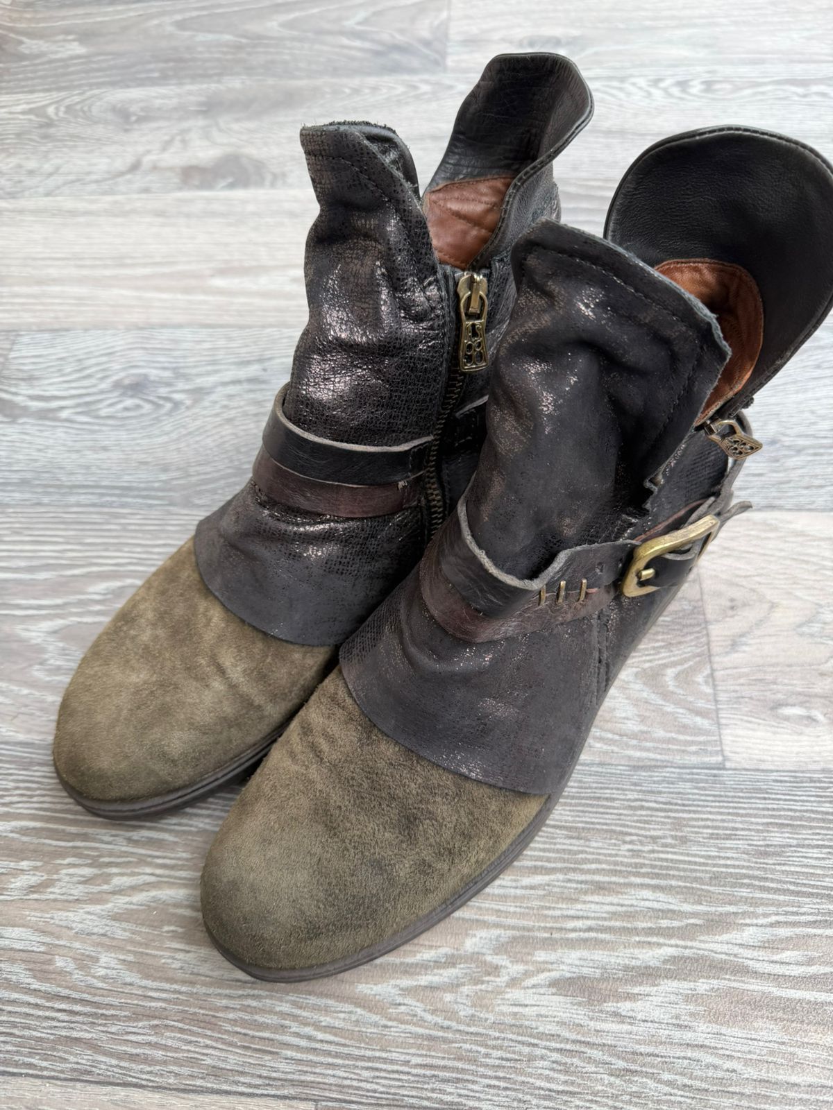 A.S.98 A.S.98 Airstep Boho Distressed Biker Green Boots Sz 40 Size US 10 / IT 40 - 3 Thumbnail