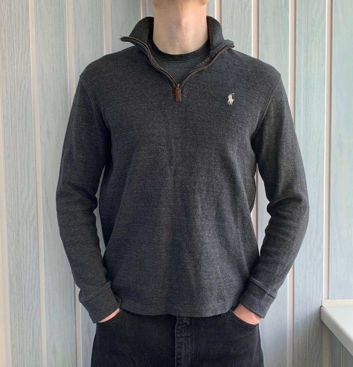 Polo Ralph Lauren Polo Ralph Lauren Grey Cotton 1/4 Zip Pullover Sweater Size US L / EU 52-54 / 3 - 1 Thumbnail