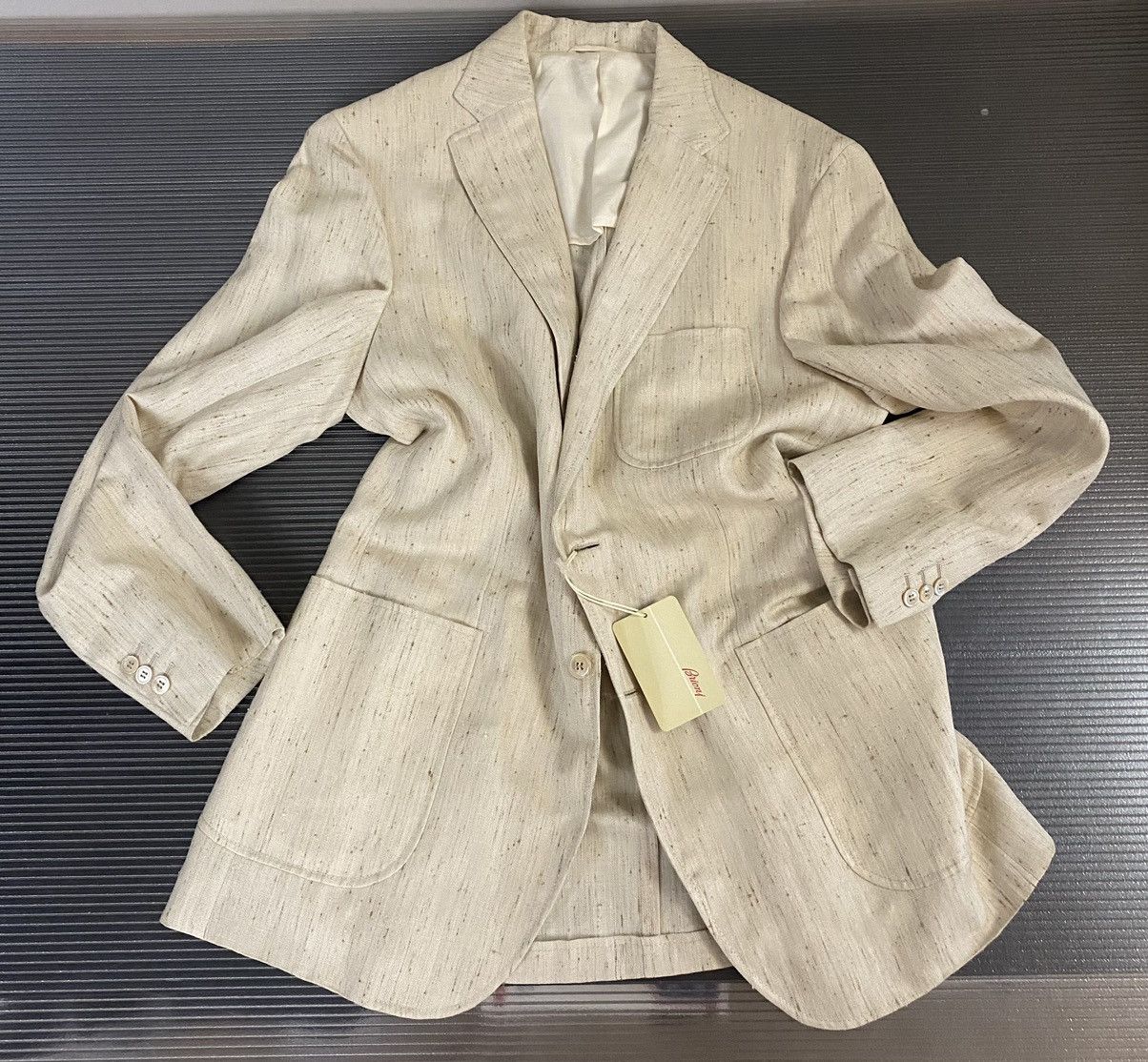 Brioni Brioni 🇮🇹 stone silk-linen 2 Btn 007 safari leisure jkt NWT Size 40R - 1 Thumbnail
