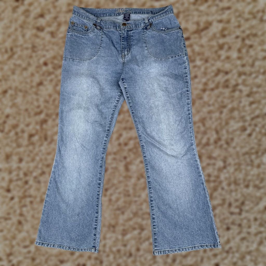 Vintage Duplex Jeans Bootcut Womens 12P Blue Light Wash High Rise Stretch 32x28 Denim Size 34" / US 12 / IT 48 - 1 Thumbnail