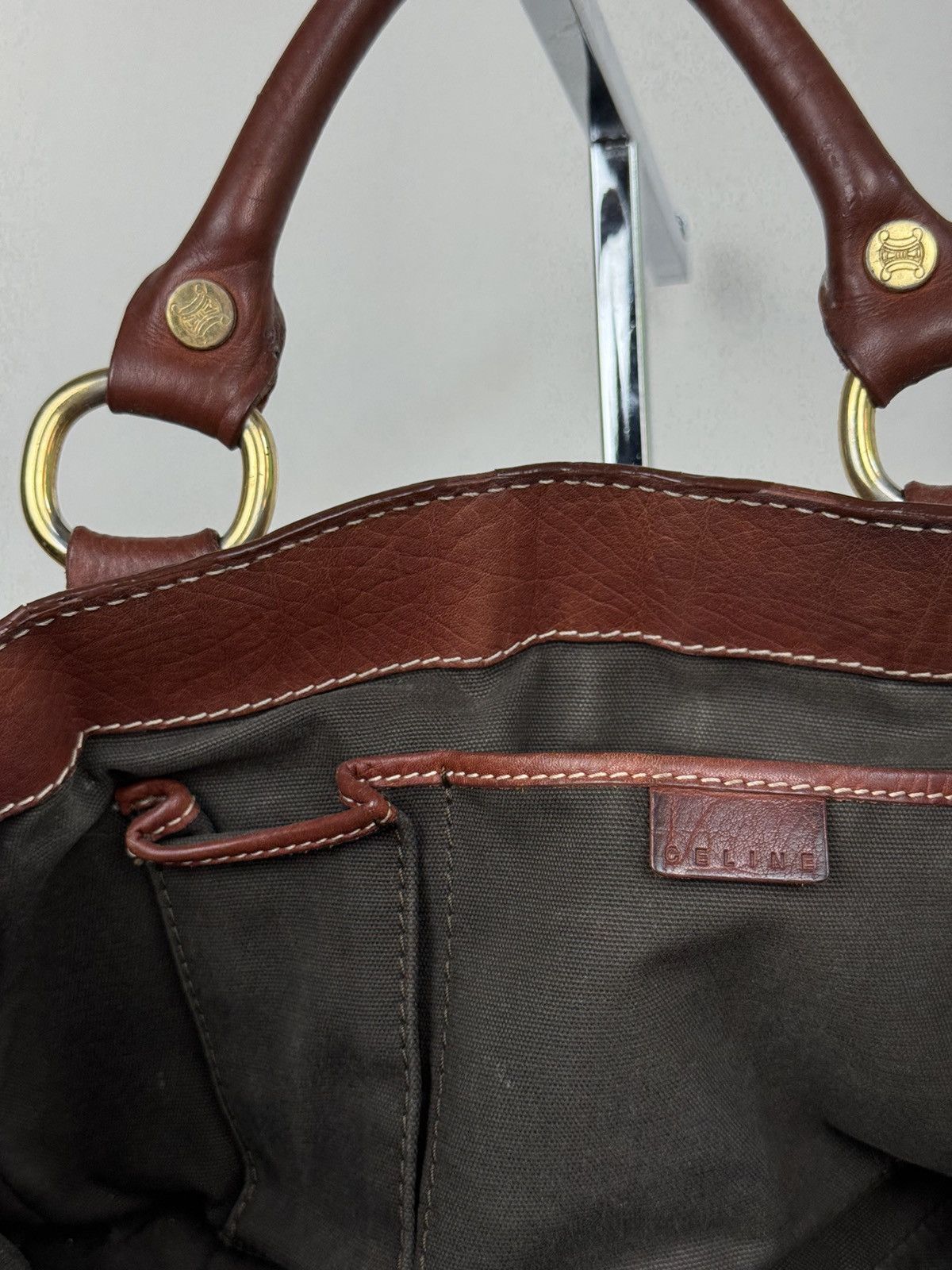 Celine Vintage leather hand bag Celine original luxury rare item Size ONE SIZE - 6 Thumbnail