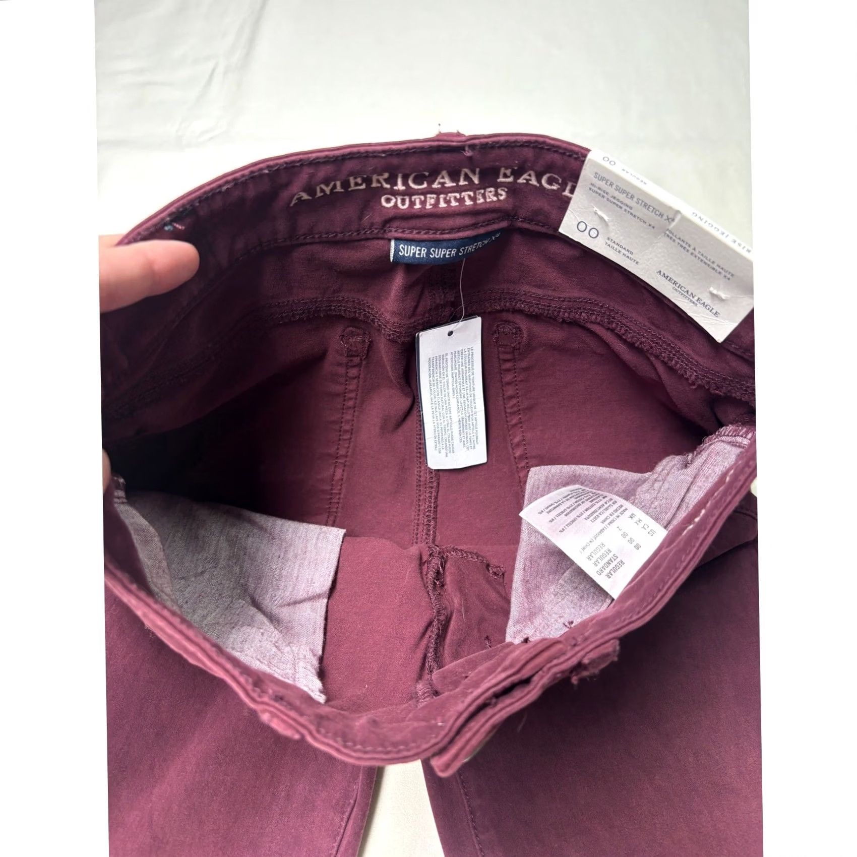 American Eagle Outfitters NWT American Eagle Outfitters Hi-Rise Jegging Burgundy Maroon 00 W24 L29 Jeans Slim 5-Pocket Stretch Womens Size 24" / US 00 / IT 34 - 4 Thumbnail