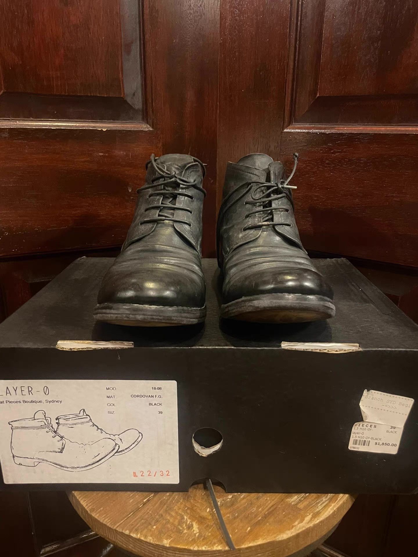 Layer-0 Layer‑0 17SS 1.5 H7 GY Black Cordovan Ankle Boots Ｑ25 Size US 6.5 / EU 39-40 - 1 Thumbnail