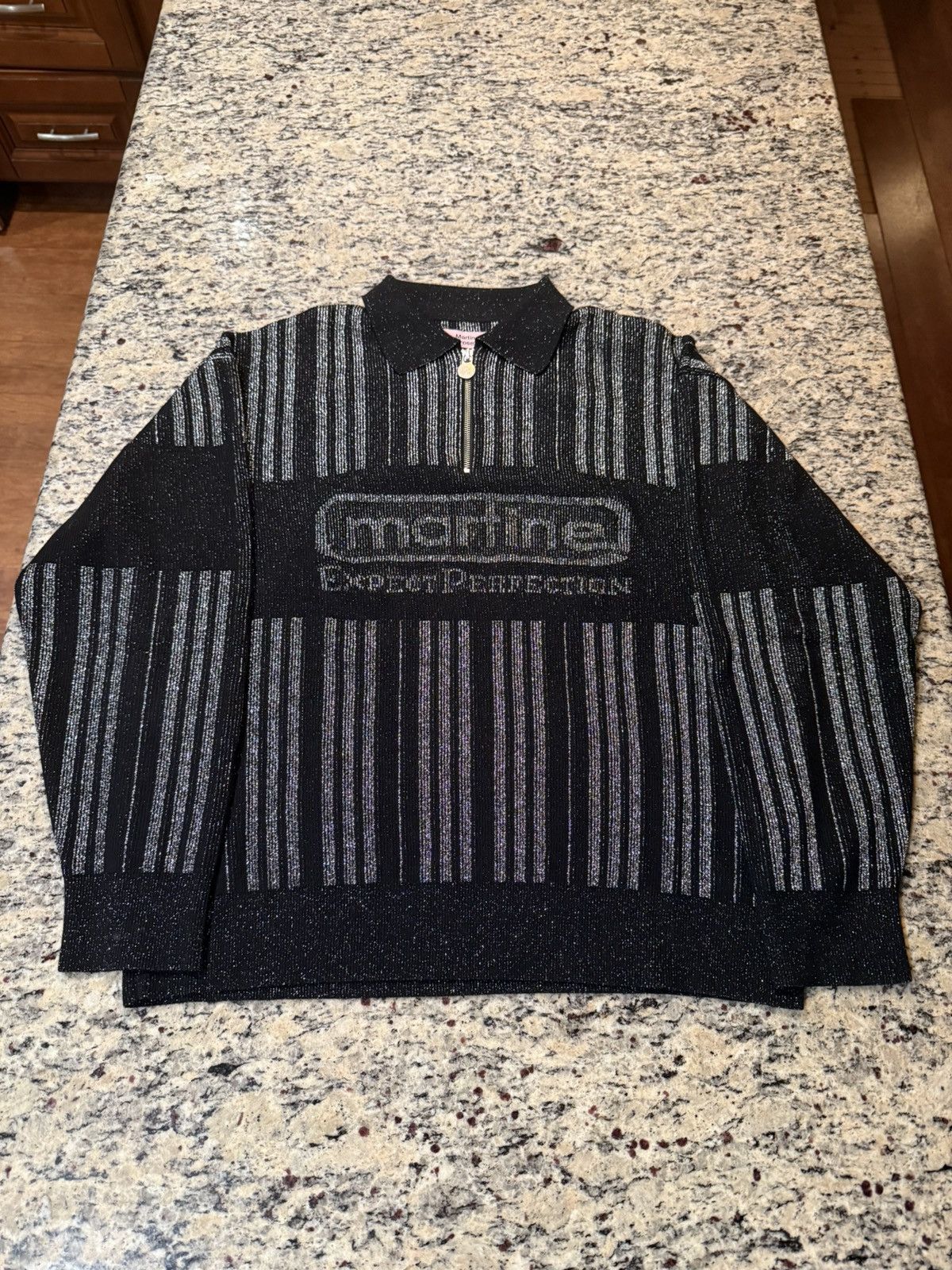 Martine Rose Martine Rose Lurex Logo Polo Zip Sweater Size US L / EU 52-54 / 3 - 1 Thumbnail