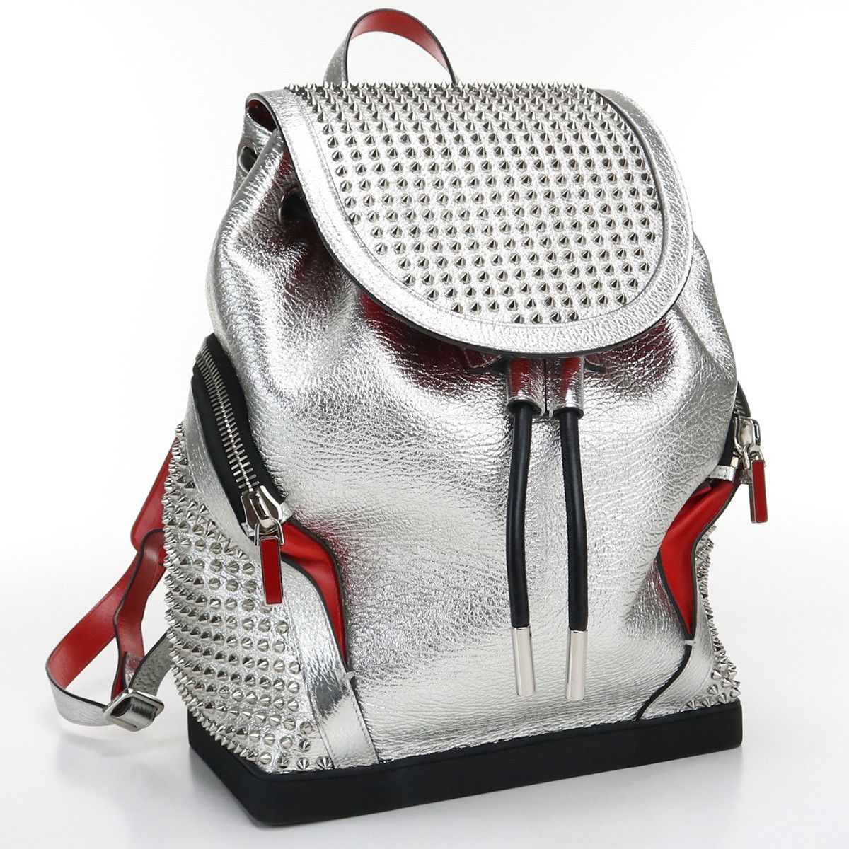 Christian Louboutin Explorer Funk Backpack Gray Black Red Wool Studded Christian Louboutin Backpack Black Bags & Handbags for Women  main image 2