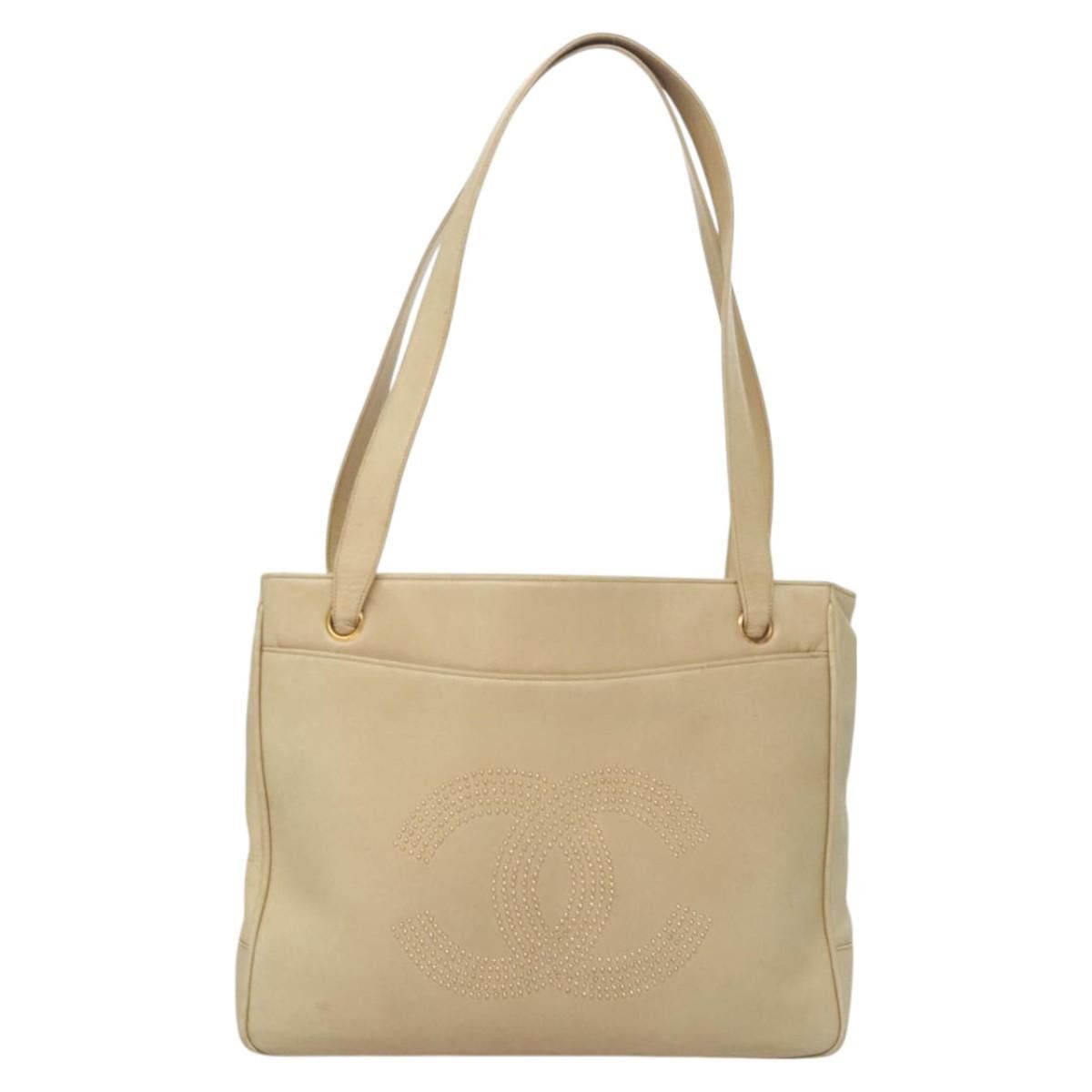 Chanel CHANEL Coco Mark Shoulder Bag Lamb Skin Beige Gold CC Size ONE SIZE - 13 Thumbnail