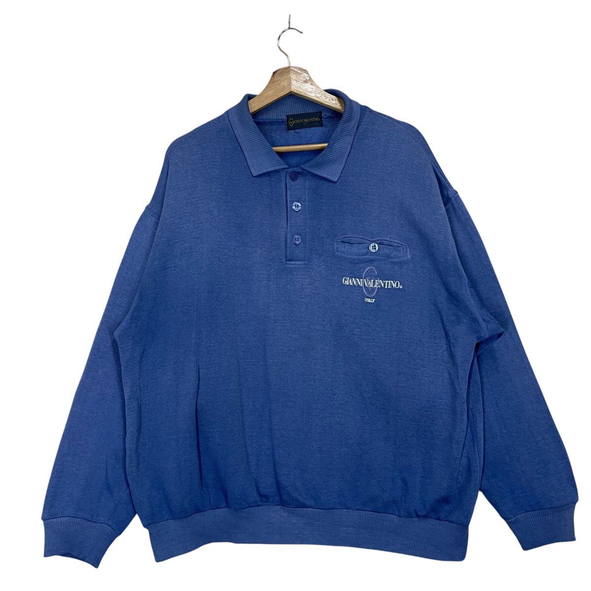 Gianni Valentino Vintage 90s Gianni Valentino Collar Sweatshirt Size US L / EU 52-54 / 3 - 1 Thumbnail