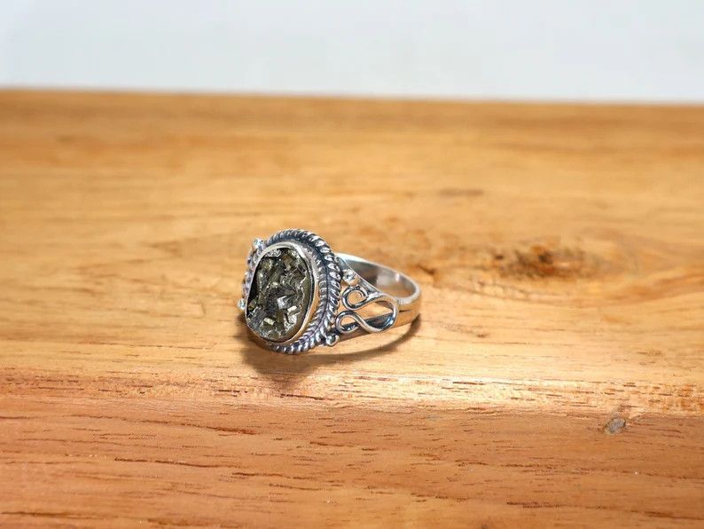 Handmade Pyrite Ring, Handmade 925 Sterlling Silver Promise Jewelry Size ONE SIZE - 4 Thumbnail