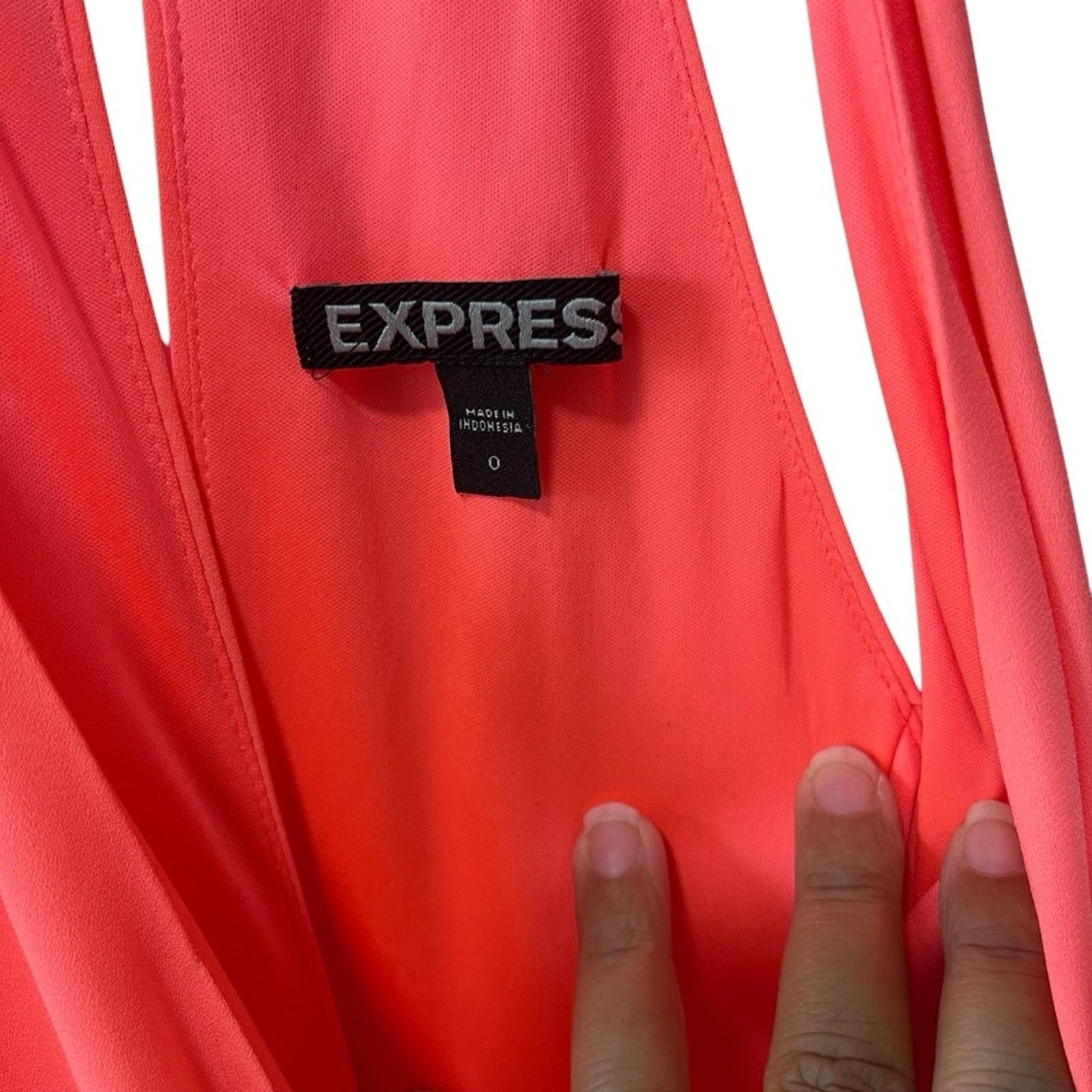 Express Express Faux Wrap Sleeveless Keyhole Back Romper Coral 0 Size 25" / US 0 / IT 36 - 5 Thumbnail