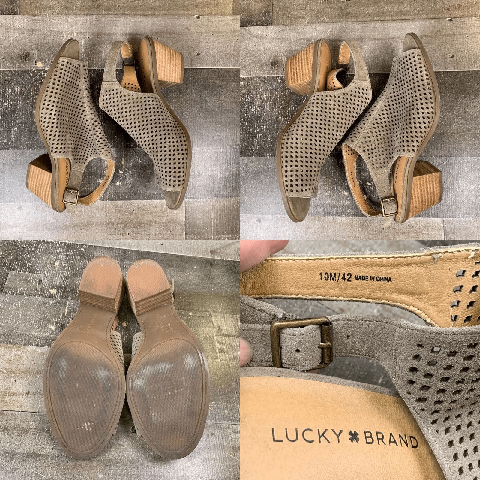 Lucky Brand Lucky Brand Women’s Bertel Peep Toe Suede Sandals Tan Ankle Strap Slingback Heel Size 10 Womens Size US 10 / IT 40 - 8 Thumbnail