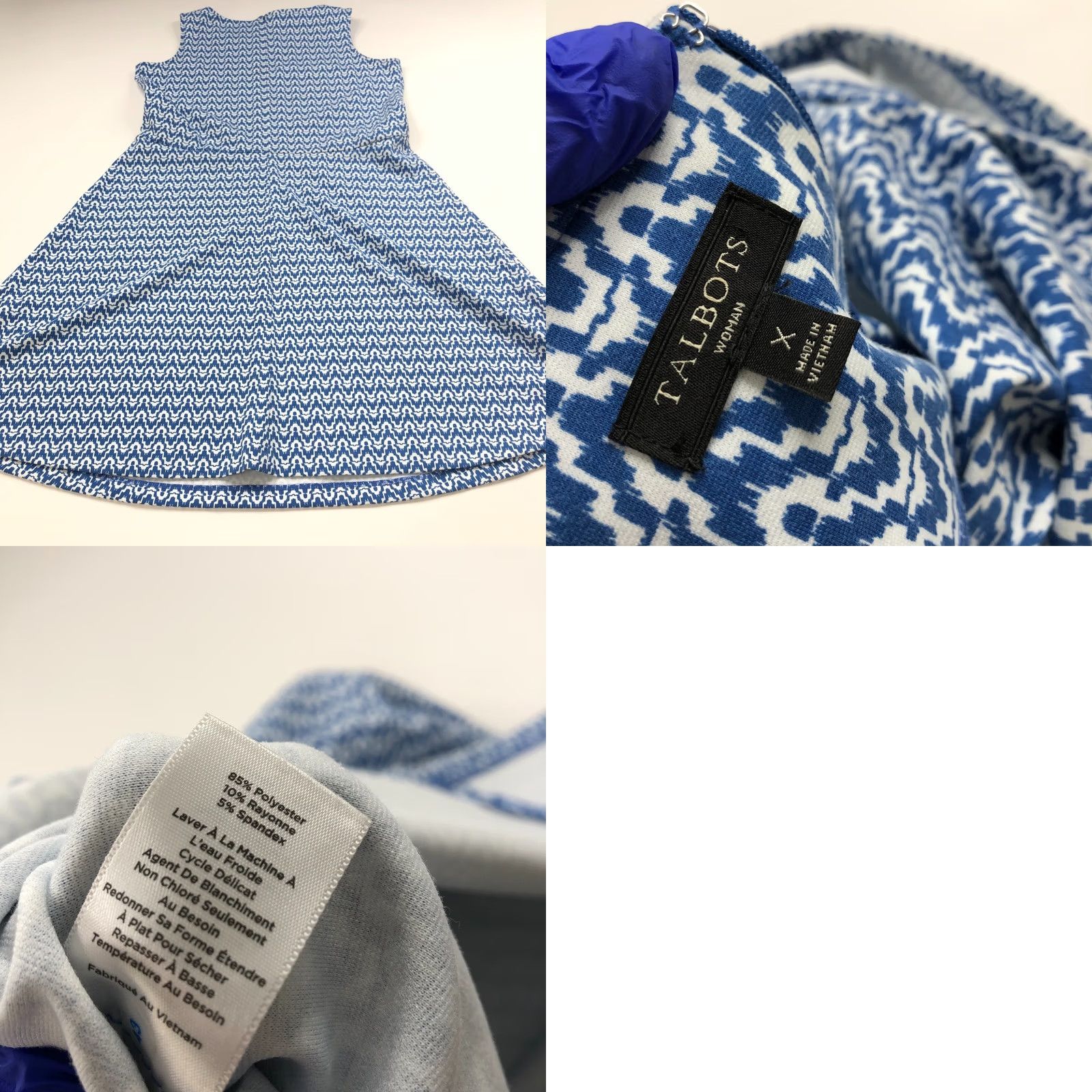 Talbots Talbots Dress Plus 1X? Sleeveless A-Line Knee Length Blue All Over Print Size XL / US 12-14 / IT 48-50 - 9 Thumbnail