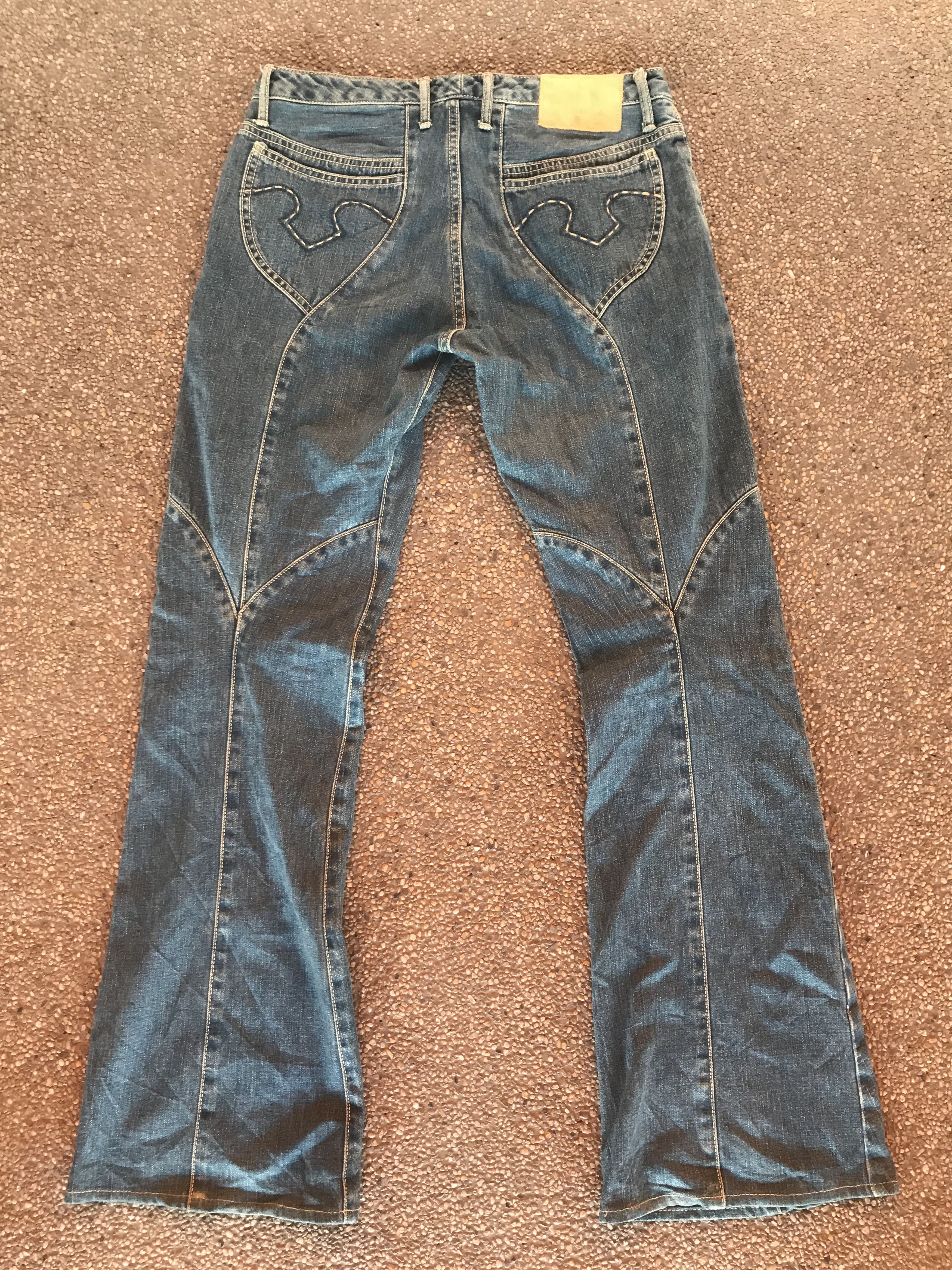 Obelisk - Marquis Twist Flare Hybrid Leather Washed Denim