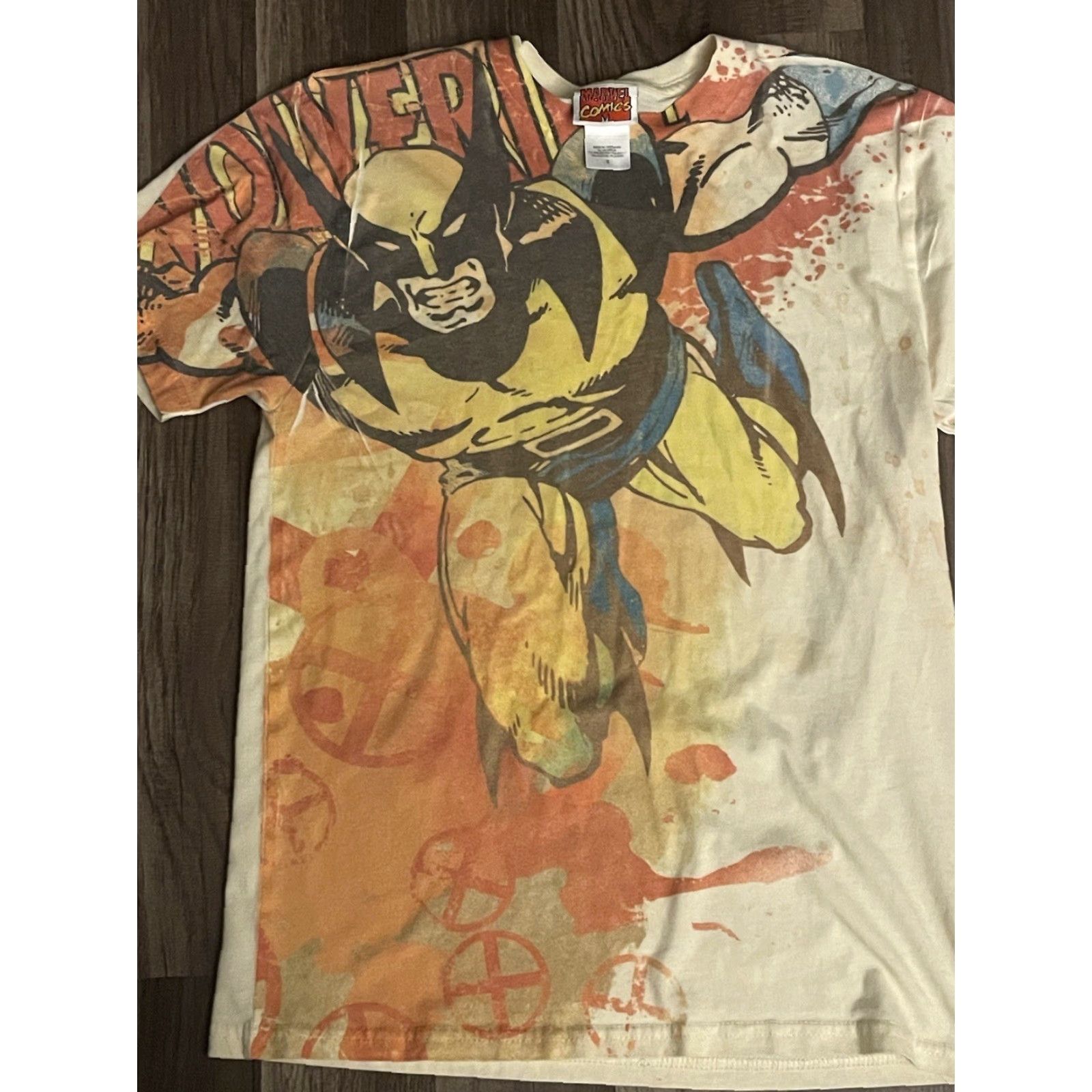 Vintage VINTAGE Marvel Wolverine AOP Front Only T-Shirt Yellow Small Size US S / EU 44-46 / 1 - 2 Thumbnail