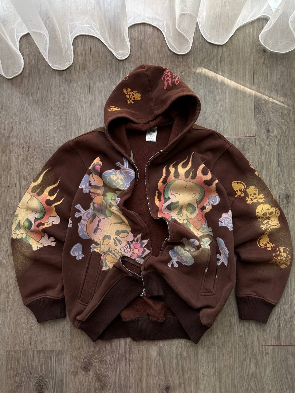 Christian Audigier × Ed Hardy × Vintage Vintage Ed Hardy Christian Audigier Brown Hoodie Size US XL / EU 56 / 4 - 8 Thumbnail