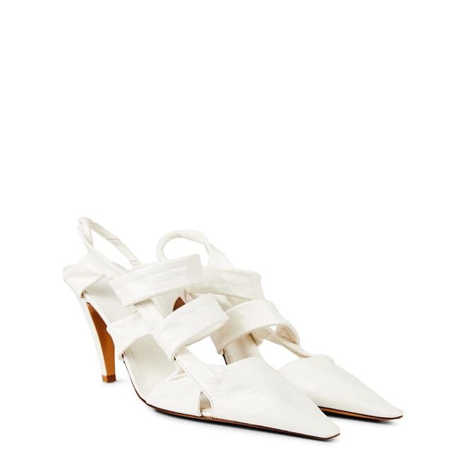 Bottega Veneta Bottega Veneta Point Slingbacks Stiletto Pumps in White Size US 7 / IT 37 - 3 Thumbnail