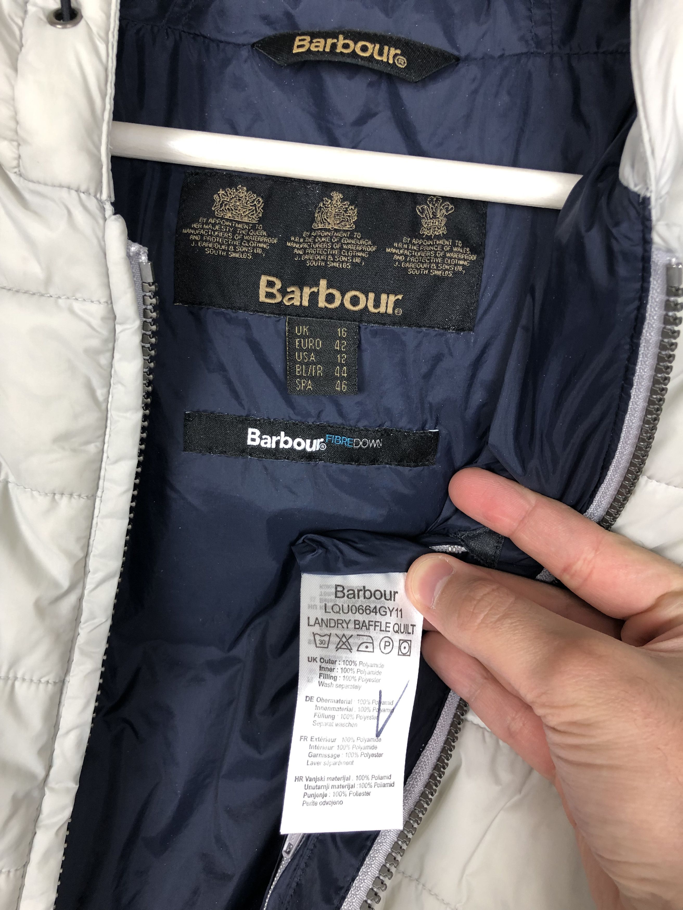 Barbour Barbour Fibre Down Puffer Jacket White size US12 EU42 Size XL / US 12-14 / IT 48-50 - 11 Thumbnail