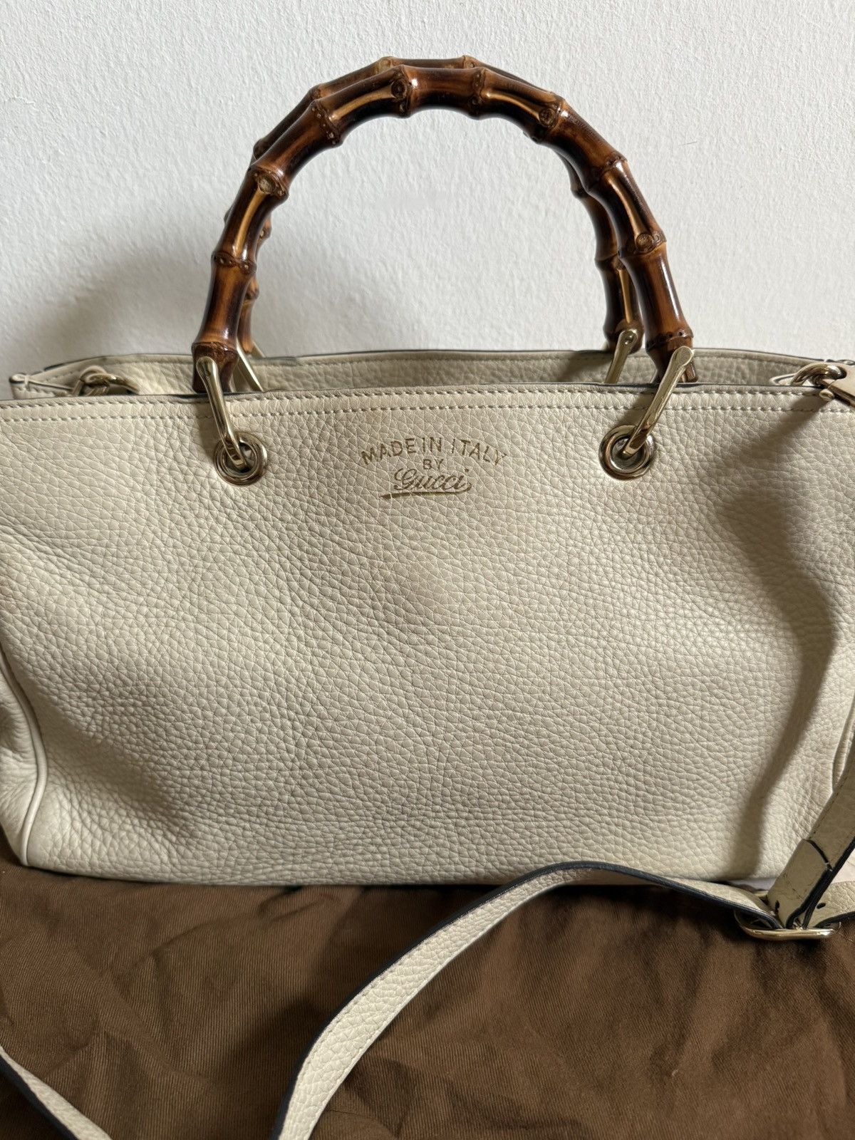Gucci Gucci Bamboo Shopper Pebbled Leather 2 way Small Size ONE SIZE - 10 Thumbnail