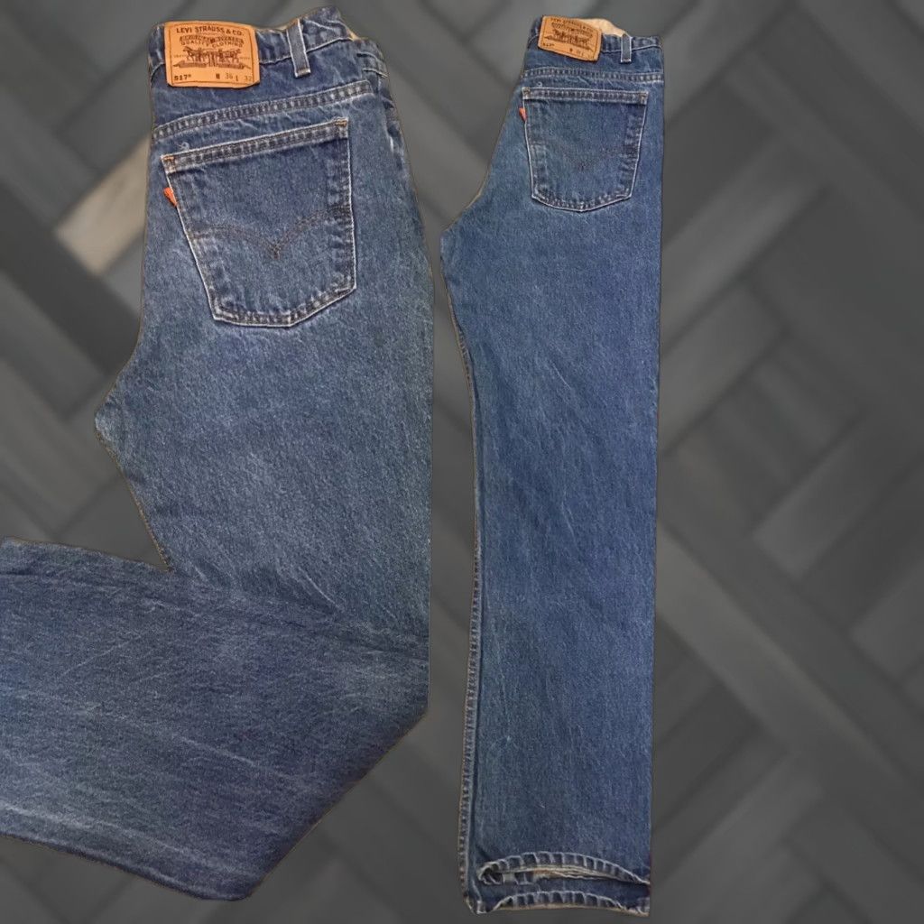 Levi's VINTAGE Levi's 517 Jeans Orange Tab Made In USA Sz 36 32 Denim Jeans Blue 1990s Mens Size US 34 / EU 50 - 1 Thumbnail