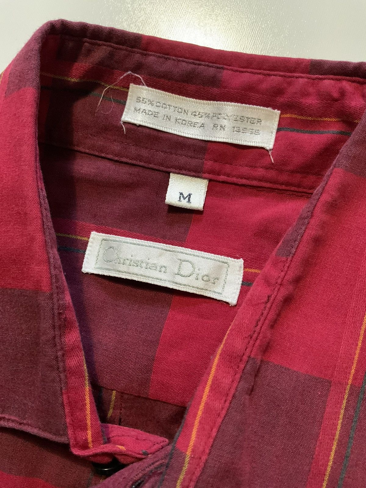 Dior × Vintage Vintage Christian Dior Checkered Plaid Button Front Shirt Size US M / EU 48-50 / 2 - 5 Thumbnail