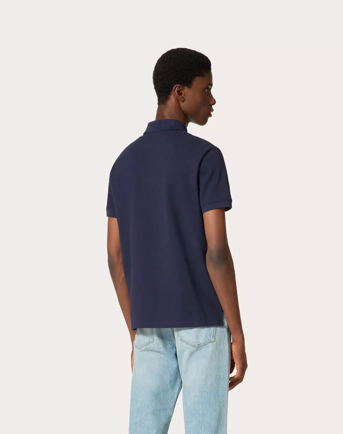 Valentino oc11z0725 Cotton Pique Polo Shirt in Navy Blue Size US XL / EU 56 / 4 - 5 Thumbnail