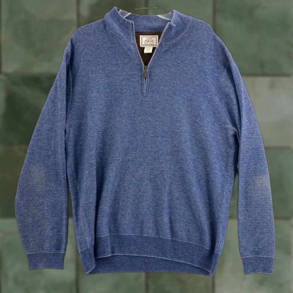 Jos. A. Bank JOS A BANK Wool Sweater Mens XL Blue 1/4 Zip Long Sleeve Pullover Size US XL / EU 56 / 4 - 1 Thumbnail