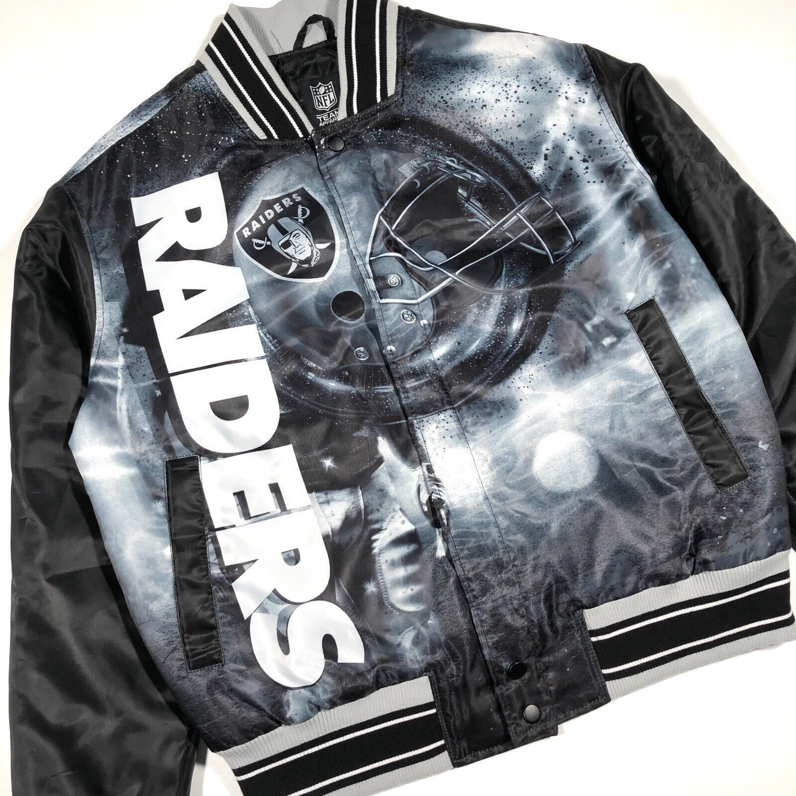 NFL Oakland Raiders Team Apparel All Over Print Bomber Jacket Size US M / EU 48-50 / 2 - 2 Thumbnail