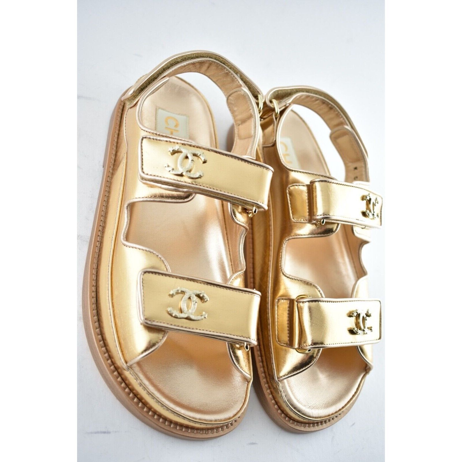 Chanel Chanel 22C Golden Gold Laminated CC Logo Mule Slide Strap Size US 8 / IT 38 - 7 Thumbnail
