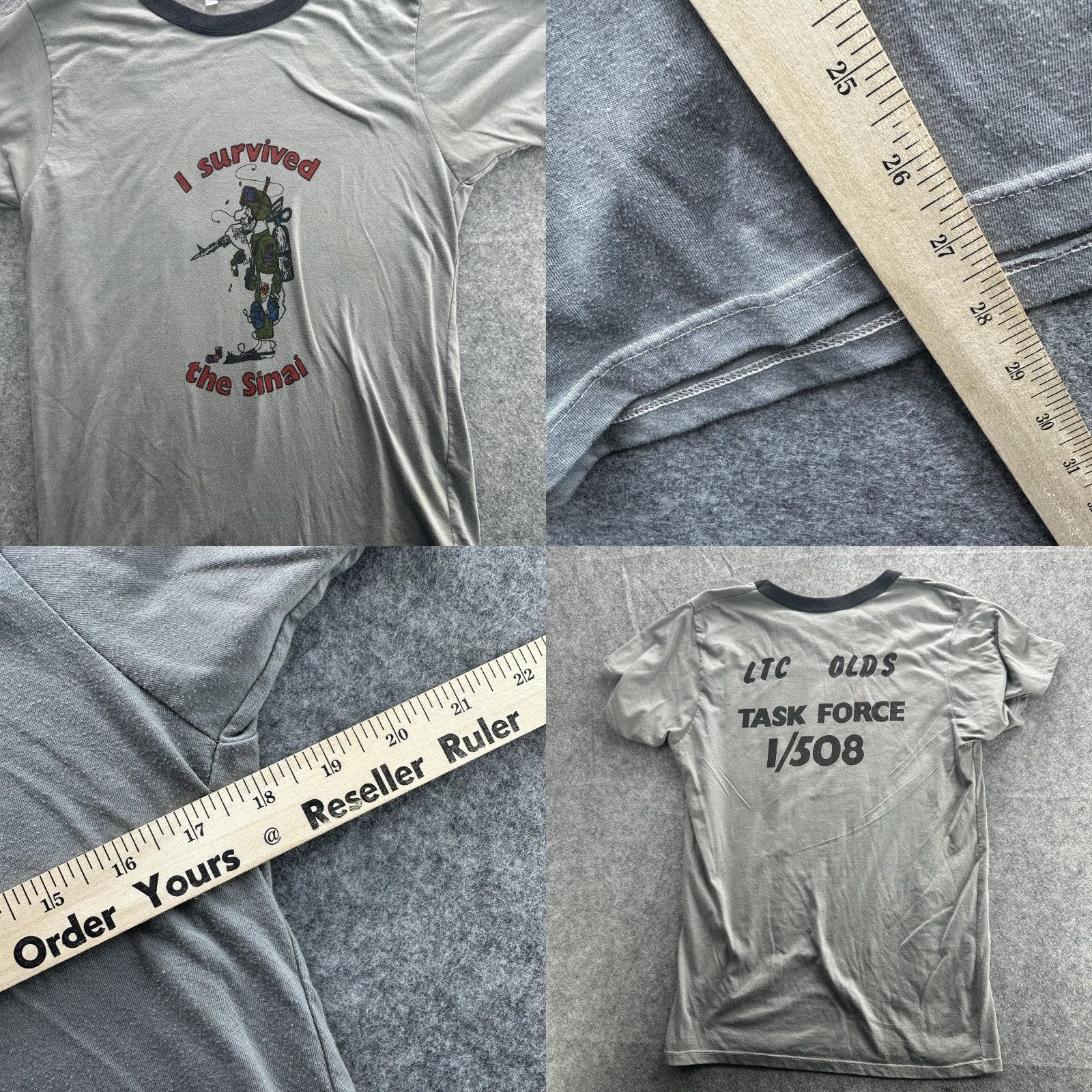Vintage VINTAGE I Survived The Sinai Shirt Mens Medium T-Shirt Military 1980s Gray Graphic Print 80s Mens Size US M / EU 48-50 / 2 - 8 Thumbnail