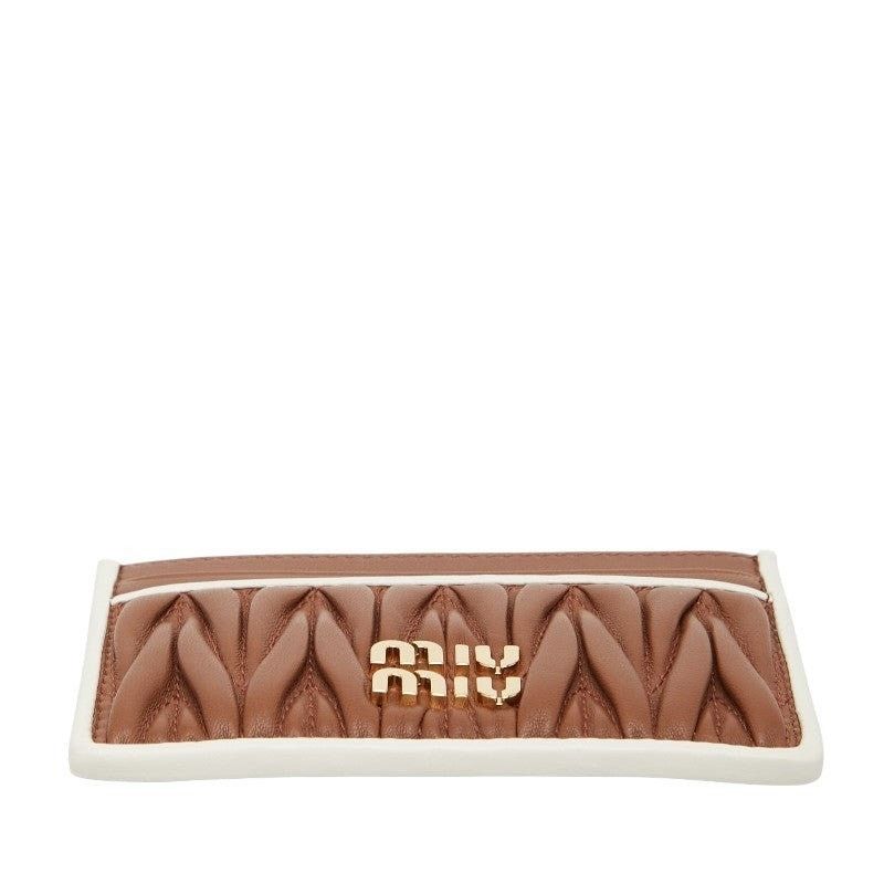 Miu Miu Miu Miu Matelasse Leather Card Pass Case Brown Size ONE SIZE - 8 Thumbnail