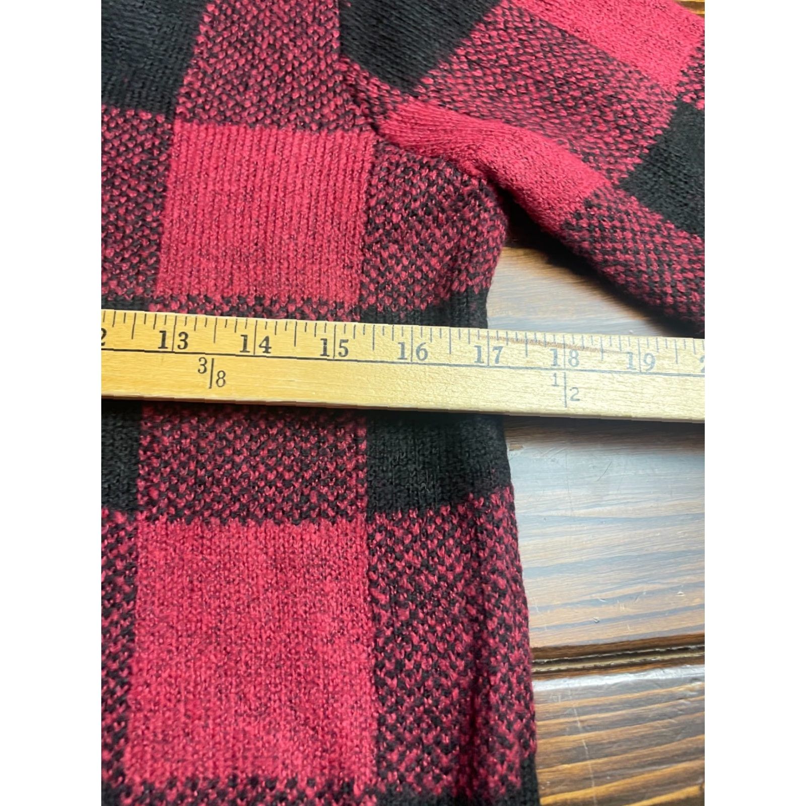 Vintage Maurices Sweater Women's XS Black Red Check Knit V-Neck Long Sleeve Shoulder Cut Out Pullover Size XS / US 0-2 / IT 36-38 - 8 Thumbnail