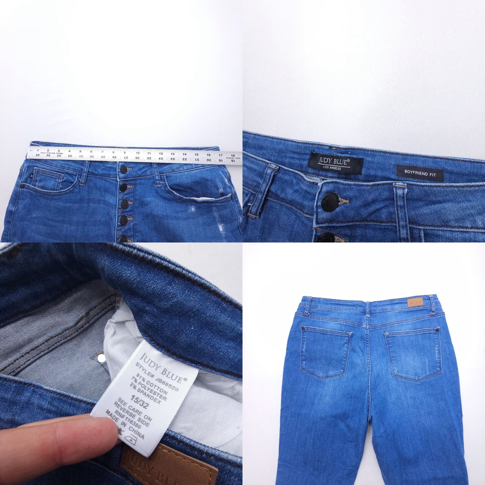 Denime Judy Blue Jeans Womens 32 Blue Distressed Stretch High Rise 28in Inseam 5-Pocket Size 24" / US 00 / IT 34 - 8 Thumbnail