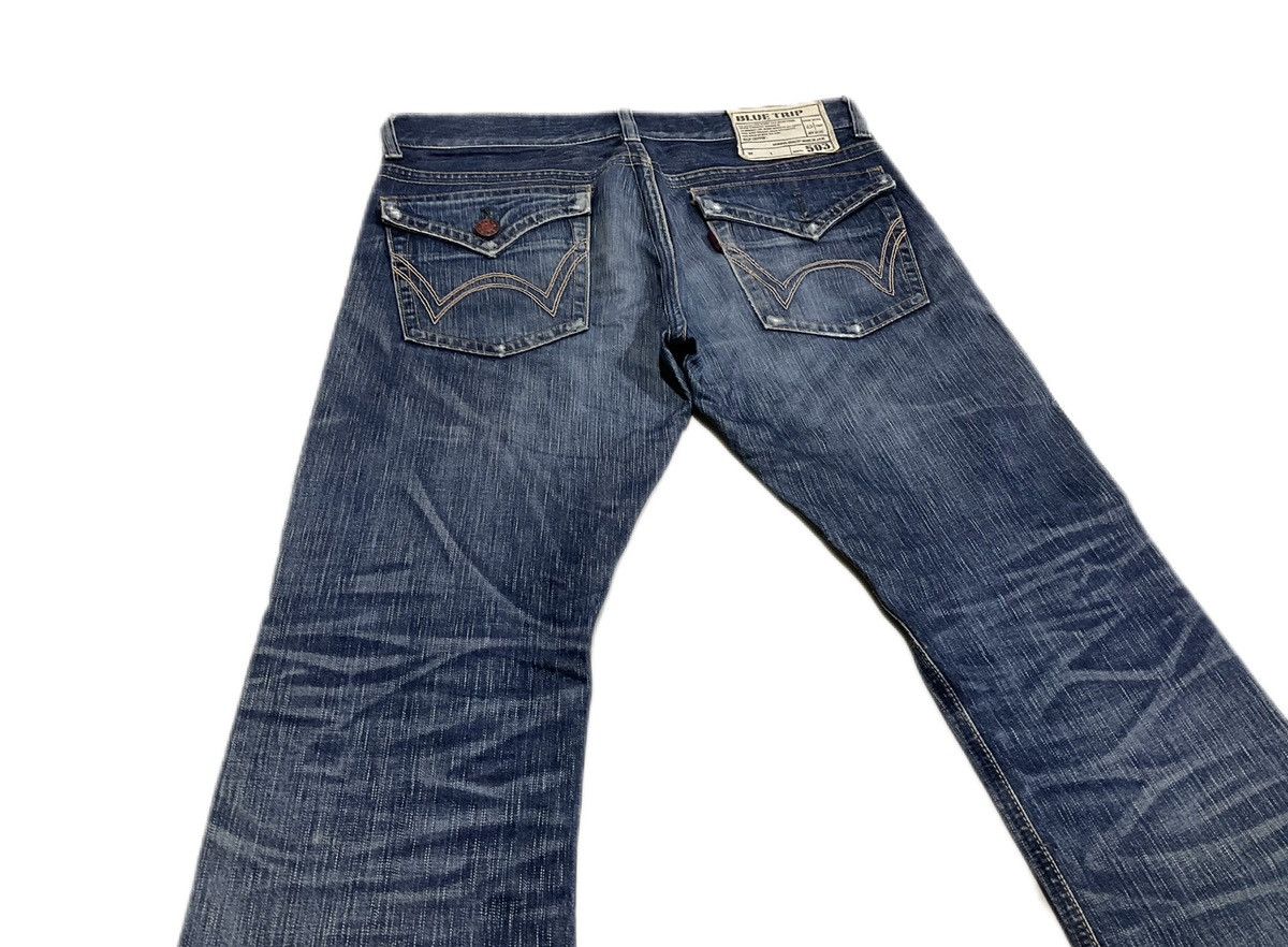 If Six Was Nine × Japanese Brand 🔥Sick Y2K Edwin 503 Flare Denim Distressed Faded Size US 36 / EU 52 - 6 Thumbnail