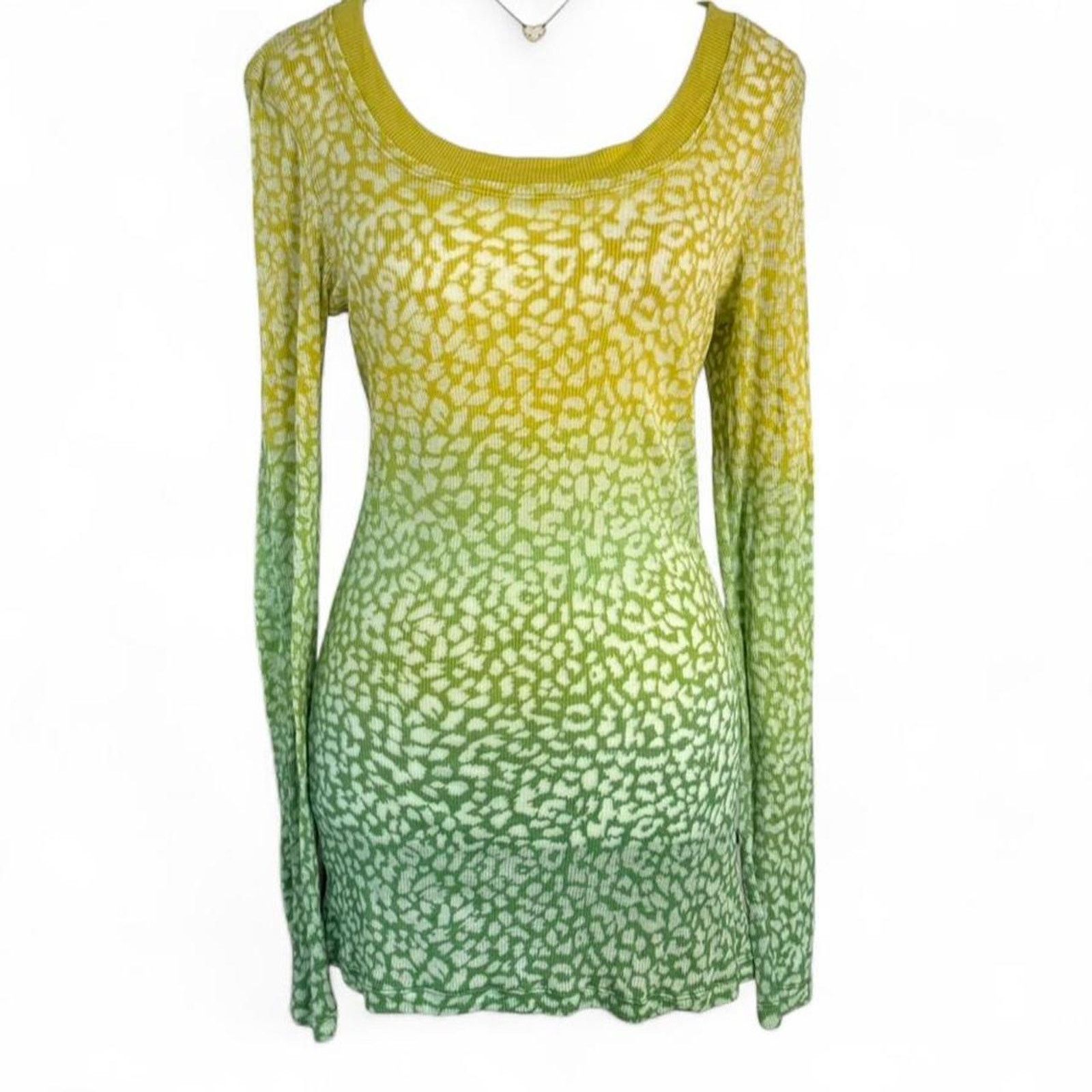 rue21 Leopard Print TropicalSummer Sheer Long Sleeve Top NWT Large Size L / US 10 / IT 46 - 1 Thumbnail
