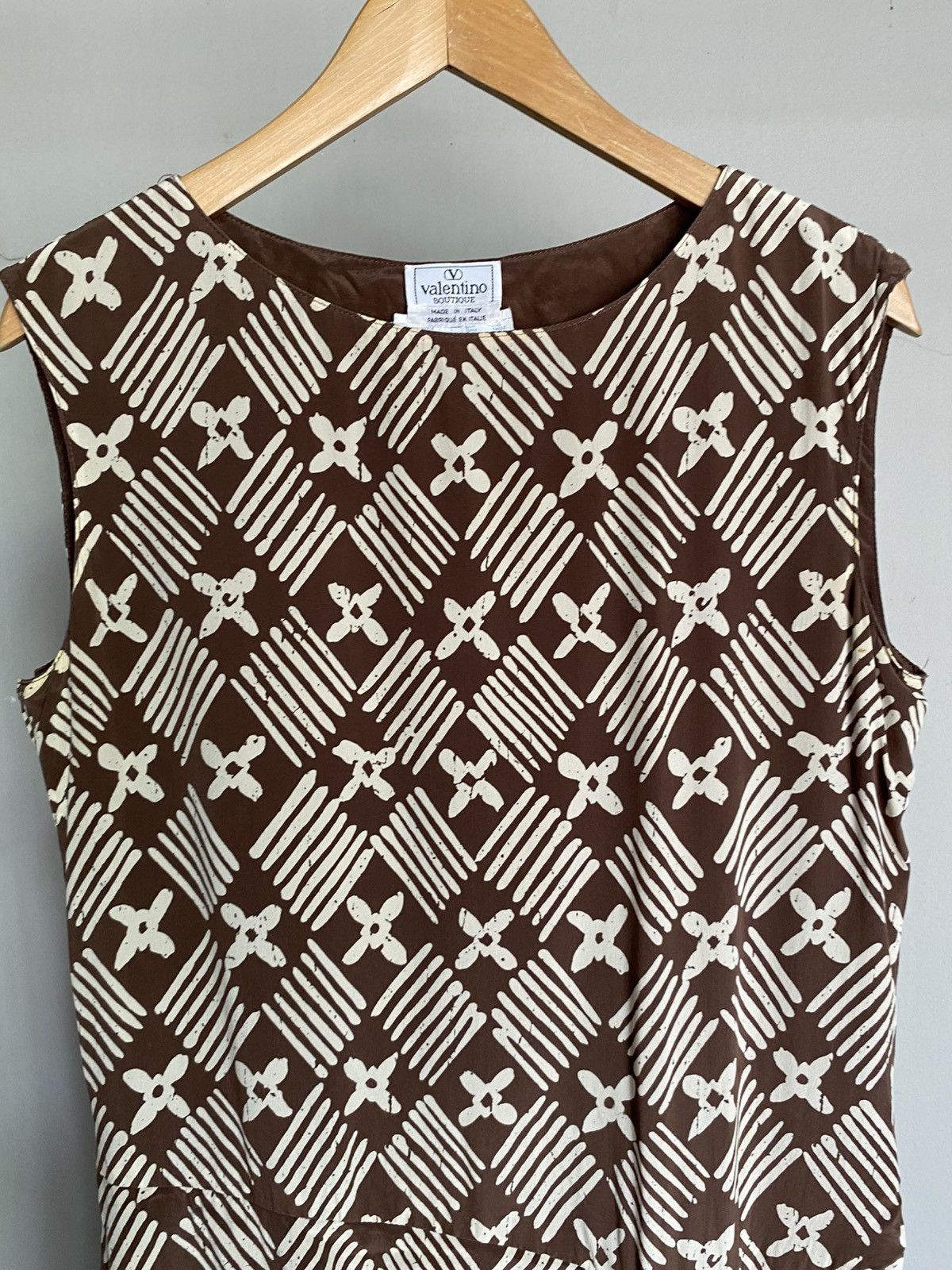 Valentino Valentino Boutique Brown and White Print Mini Dress Size ONE SIZE - 5 Thumbnail
