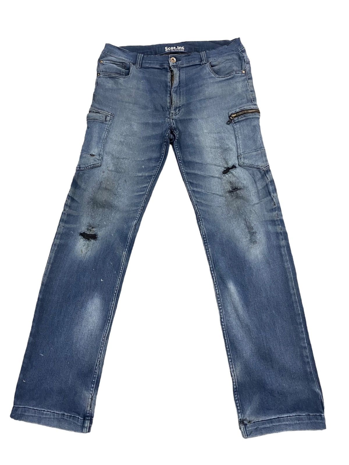 If Six Was Nine × Le Grande Bleu (L.G.B.) × Schott Vintage Scott Inc Cargo Distress Jeans Size US 34 / EU 50 - 1 Thumbnail