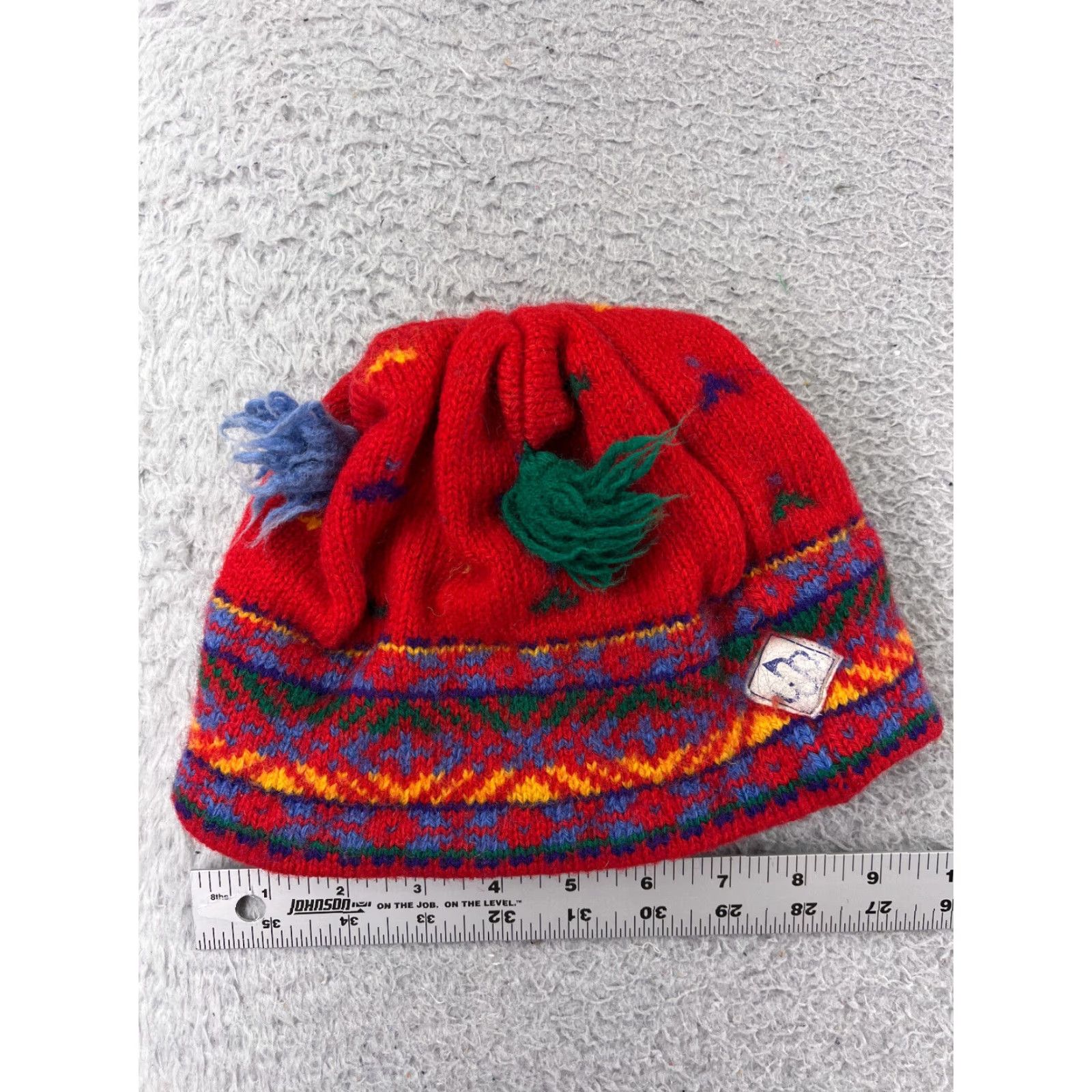 Vintage Merkley Beanie Toque Adult One Size Red 100% Virgin Wool Lined Made Canada Poms Size ONE SIZE - 2 Thumbnail