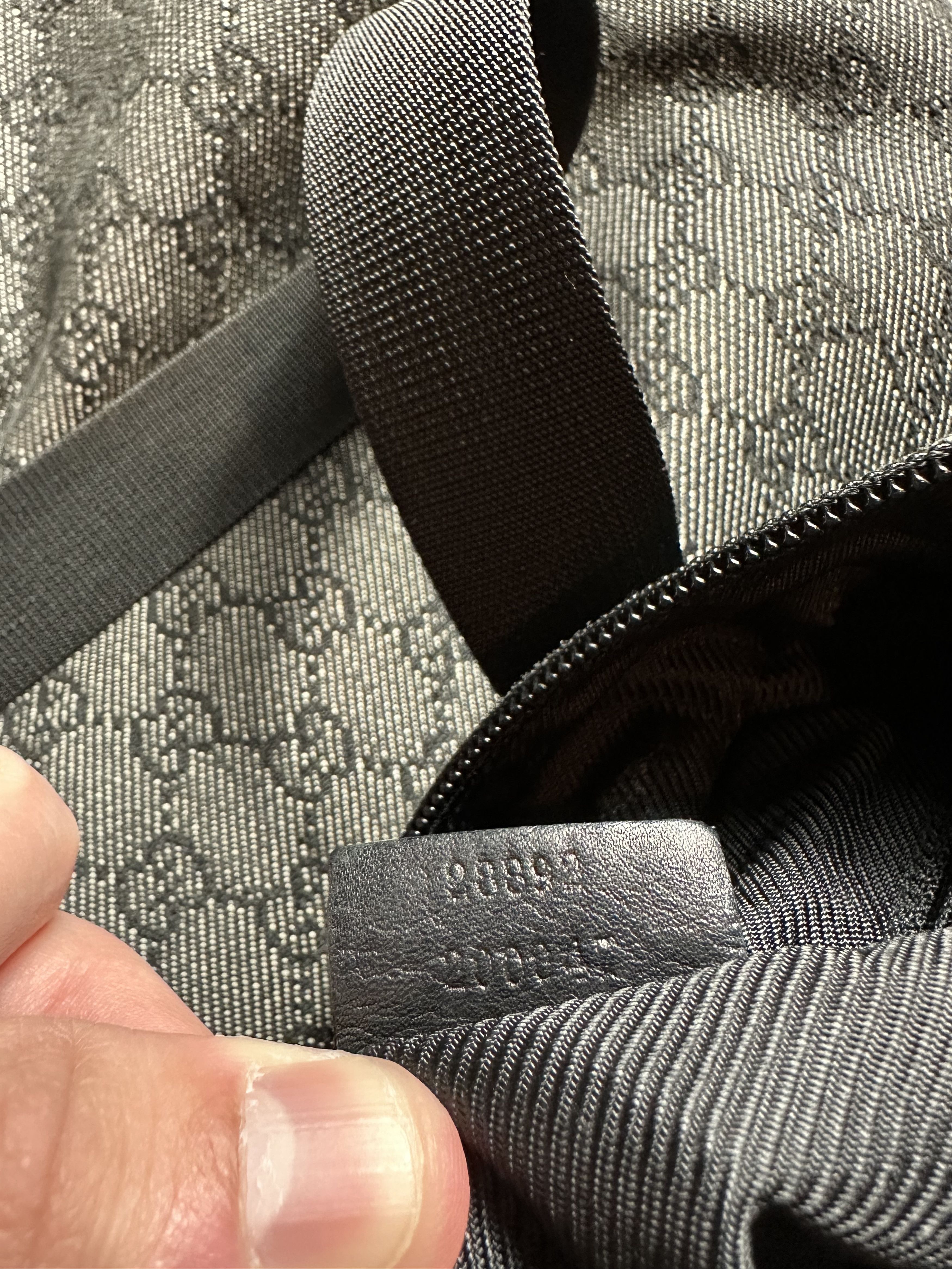 GUCCI GG Denim Canvas Tote Bag Black Leather Switch 28892