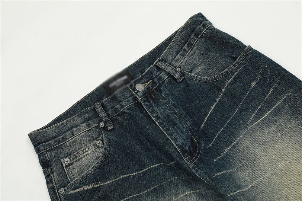 Japanese Brand American retro men's washed distressed loose straight jeans Size US 32 / EU 48 - 3 Thumbnail