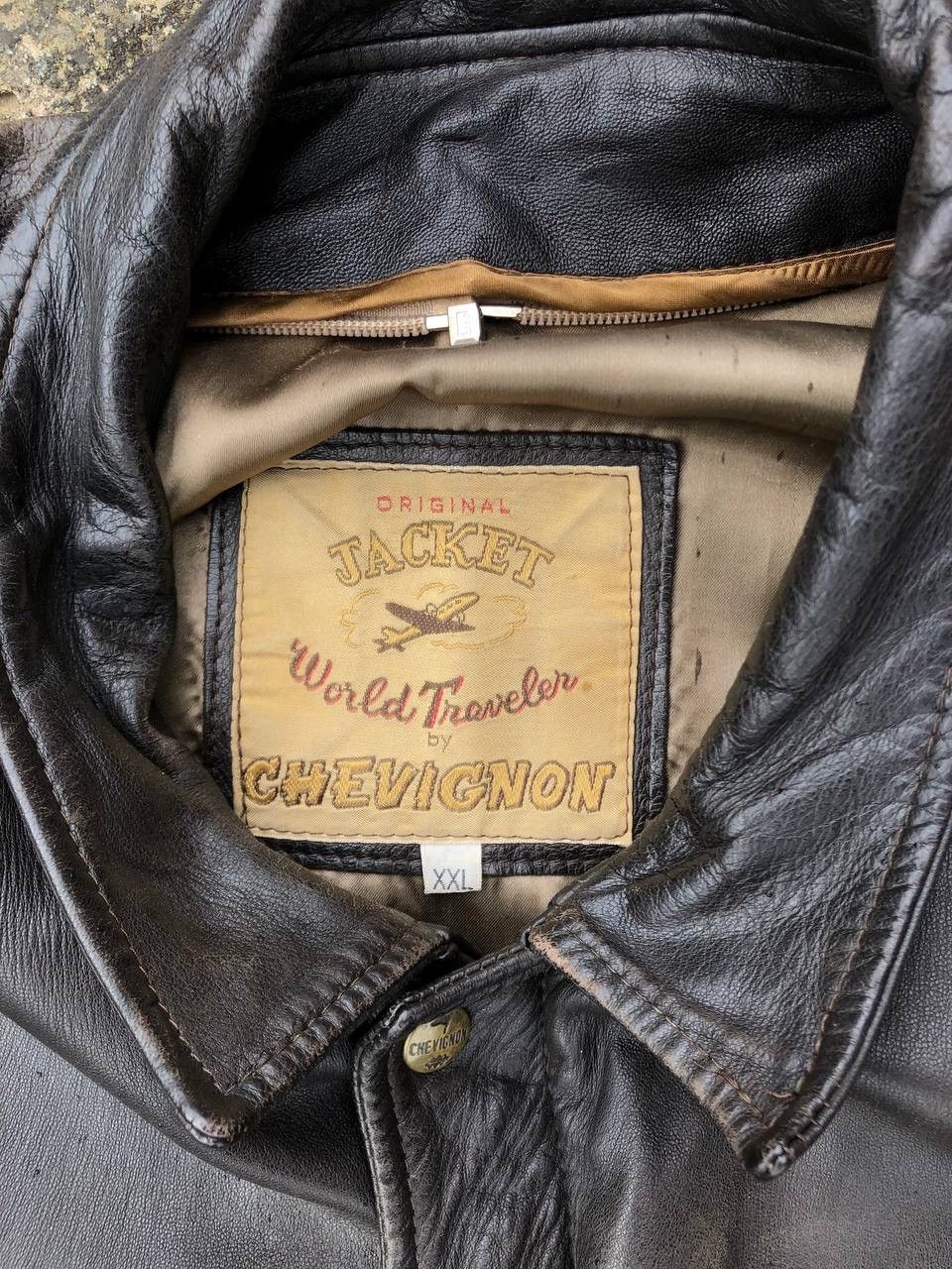 Chevignon × Vintage CHEVIGNON Leather jacket vintage avantgarde grunge 90s aviat Size US XXL / EU 58 / 5 - 4 Thumbnail