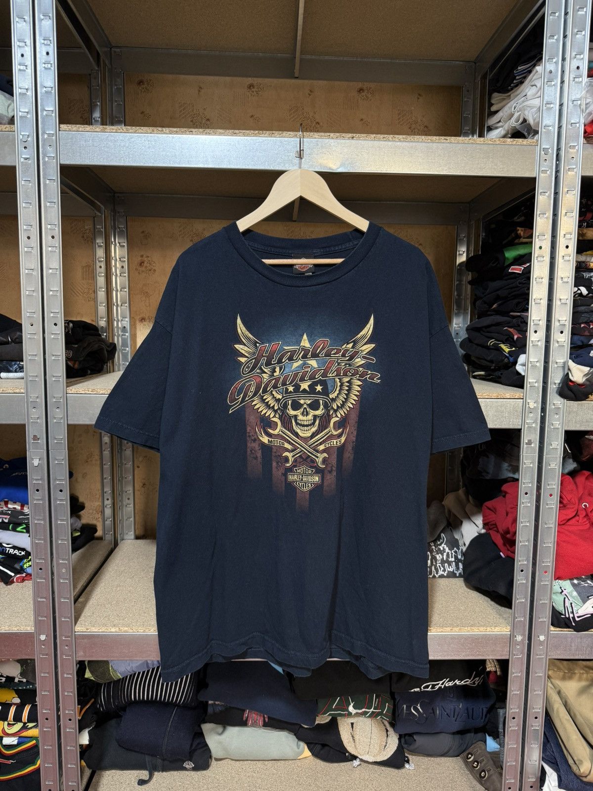 Harley Davidson × Vintage Vintage 2017 Harley Davidson American Dead Soldier T-Shirt Size US XXL / EU 58 / 5 - 1 Thumbnail