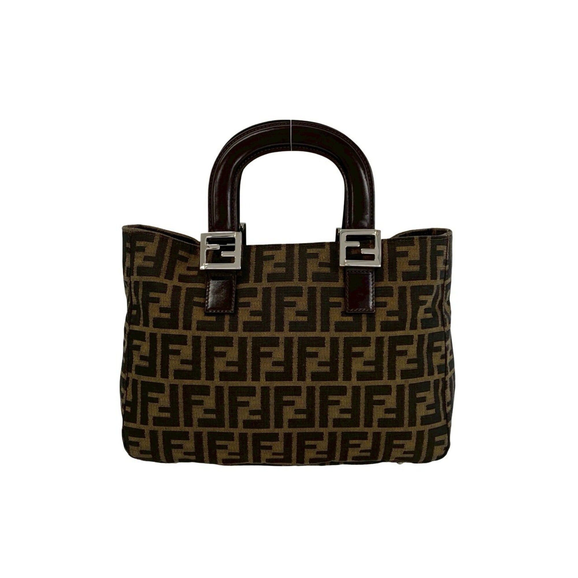 Fendi FENDI Vintage Zucca FF Logo Hardware Canvas Leather Genuine Handbag Mini Tote Bag Brown 90350 Size ONE SIZE - 1 Thumbnail