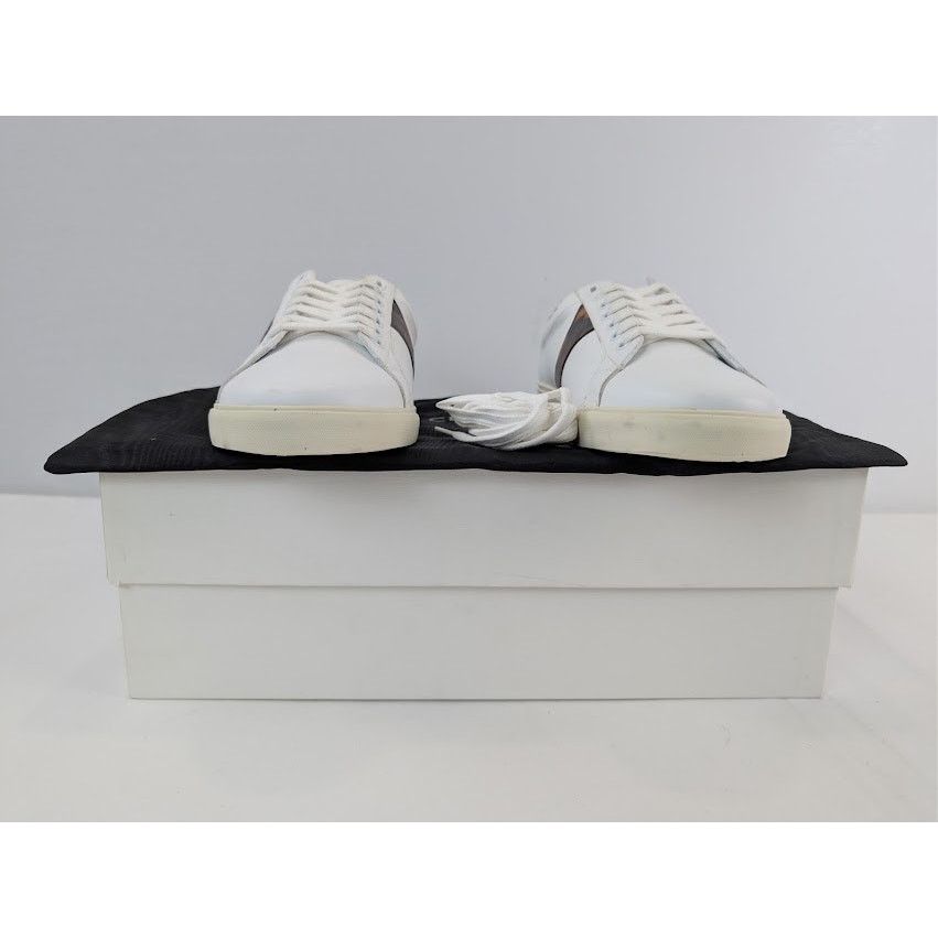 Celine o1rshd1 Smooth Leather Low Top Sneakers White/ Brown/ Black Size US 10 / EU 43 - 18 Thumbnail
