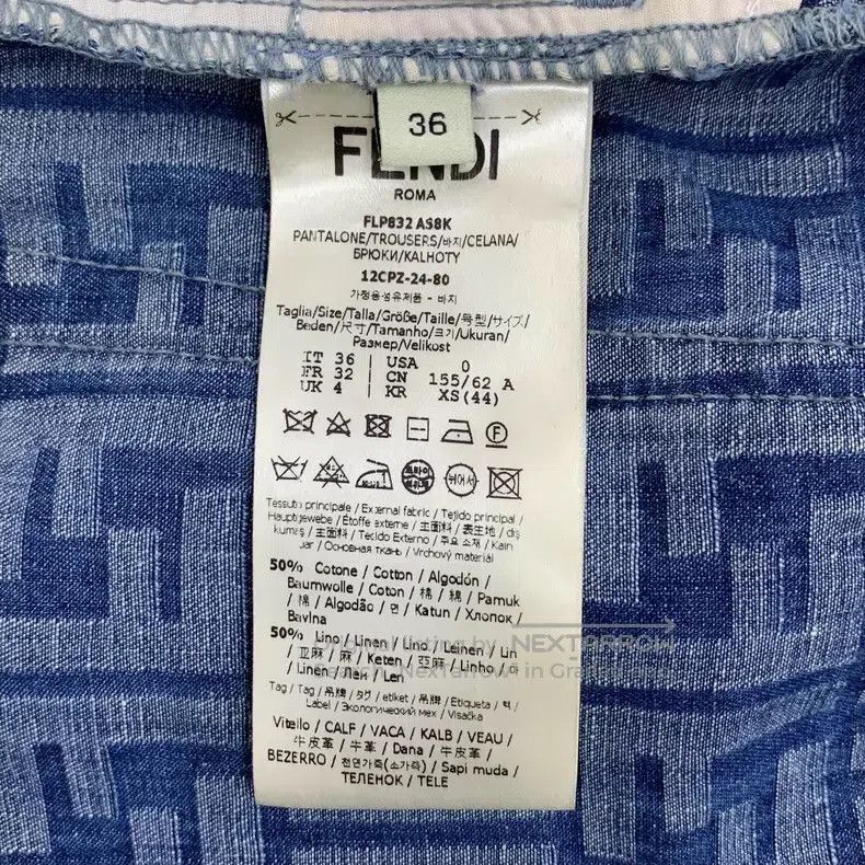 Fendi Fendi 24 Model Dark Blue Double F Monogram Printed Cotton Size 24" / US 00 / IT 34 - 9 Thumbnail