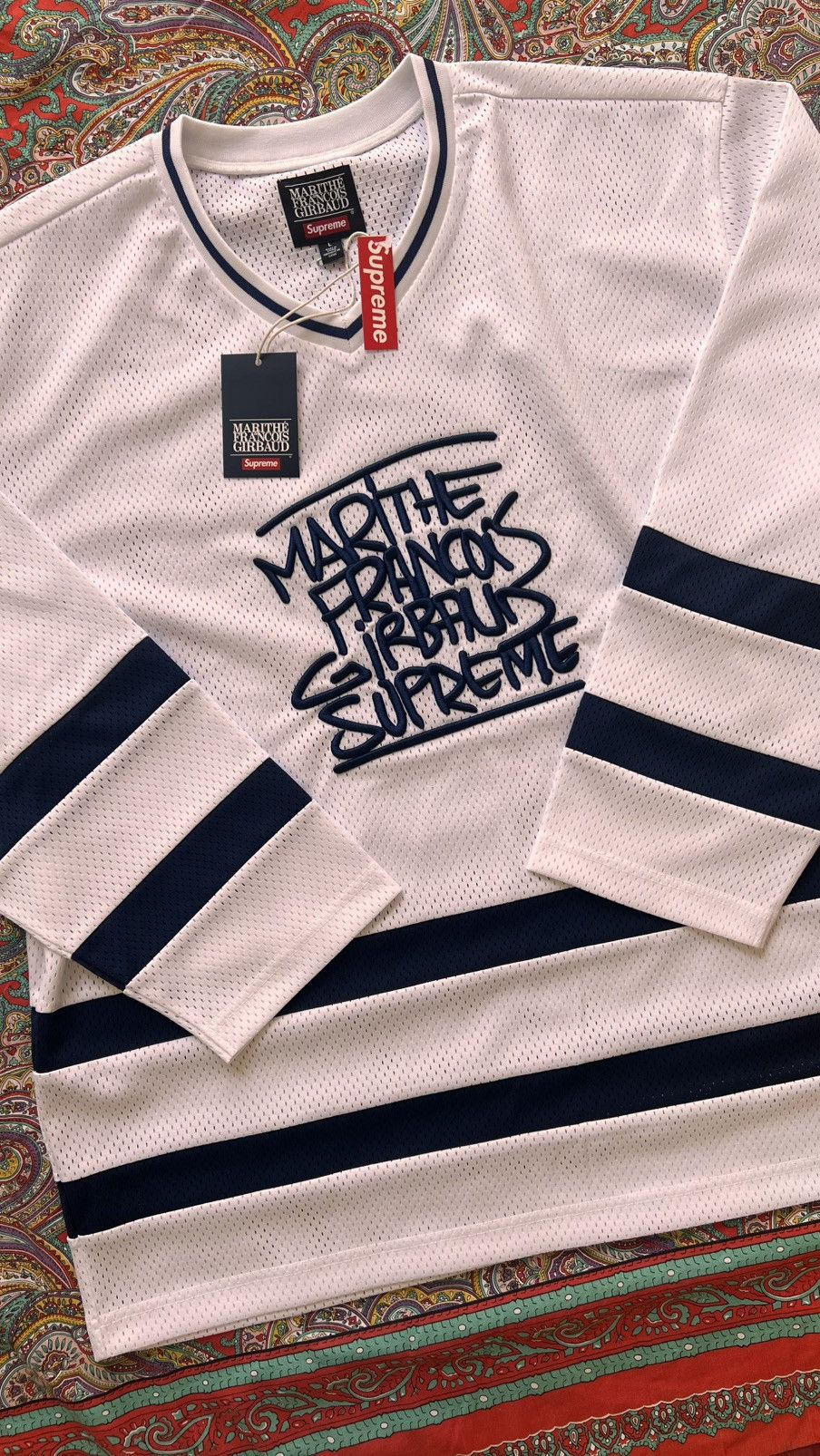 Marithe + Francois Girbaud L Supreme Marithé Francois Girbaud hockey jersey white blue Size US L / EU 52-54 / 3 - 11 Thumbnail