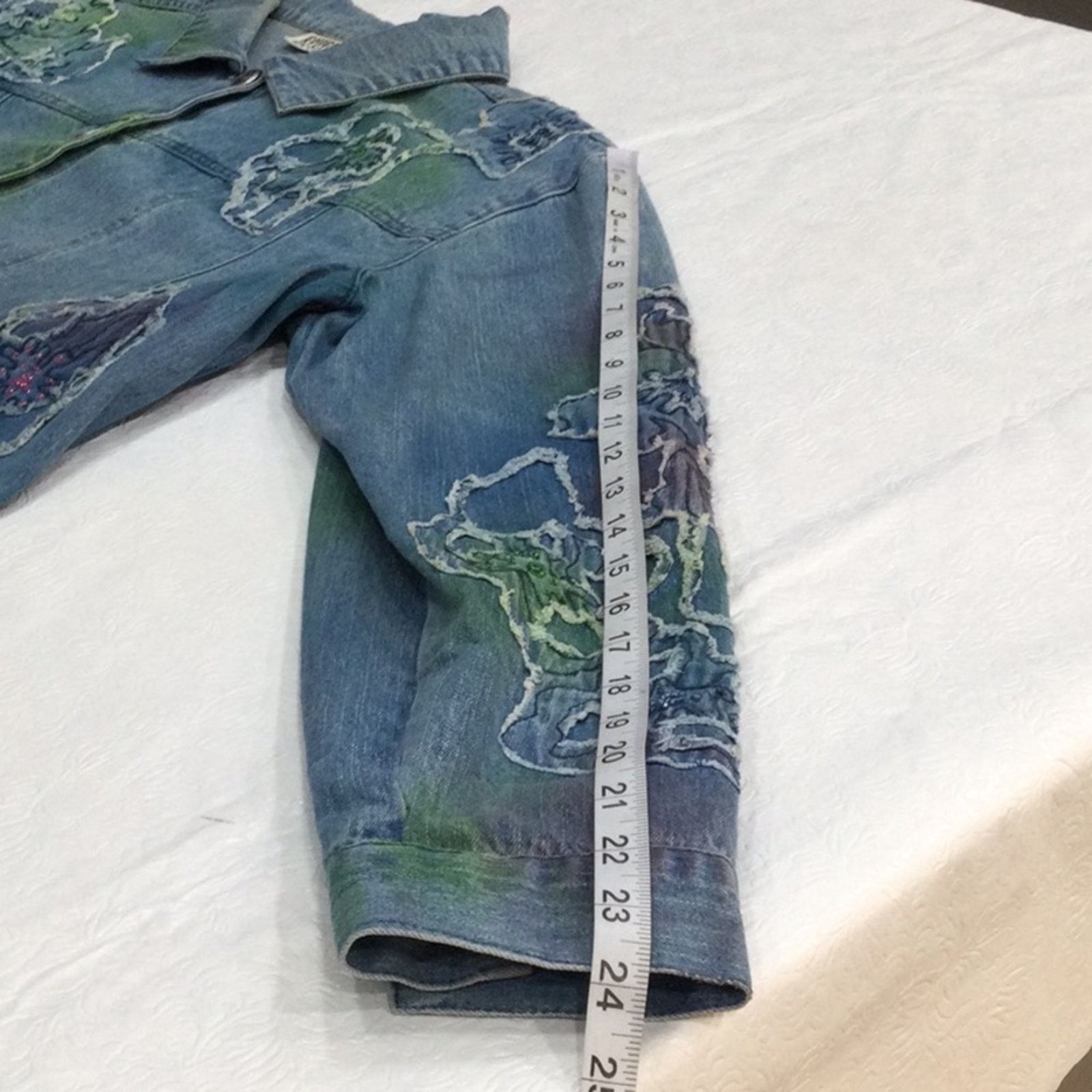 Chicos Chico's Design Vintage Artsy Beaded Jean Jacket 3/XL/16 Size XL / US 12-14 / IT 48-50 - 12 Thumbnail