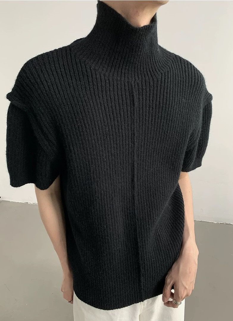 Japanese Brand × Vintage Cleanfit retro high neck ribbed short sleeve knit shirt Size US M / EU 48-50 / 2 - 2 Thumbnail