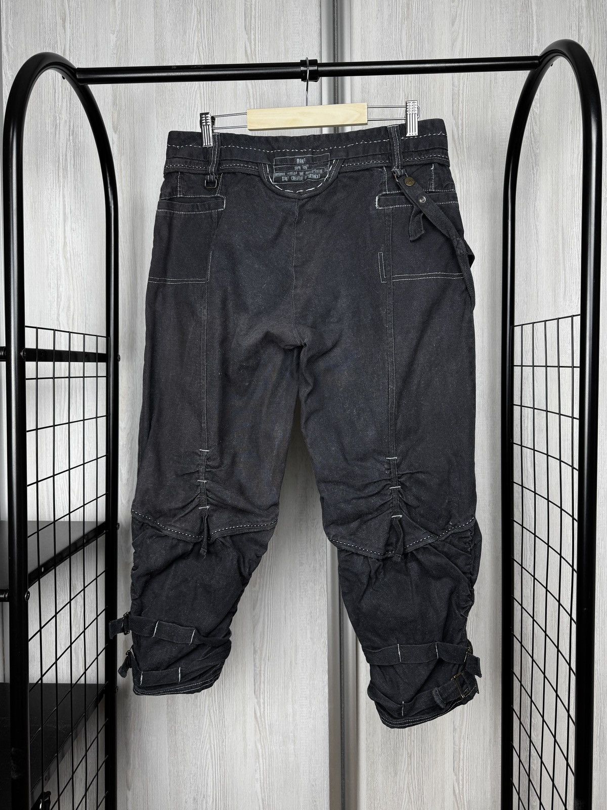 If Six Was Nine R867 y2k Avant Garde bondage style assymetrical pants cargo Size 32" / US 10 / IT 46 - 10 Thumbnail