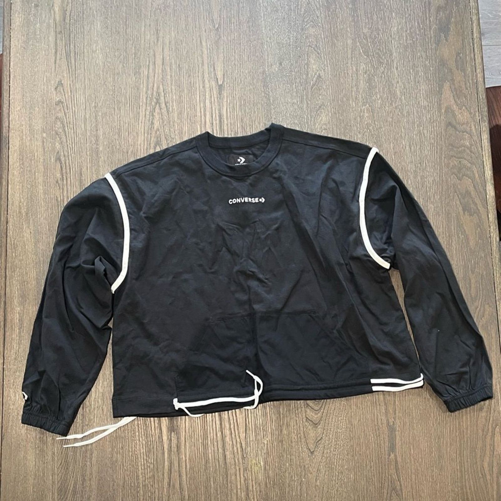 Converse NWT Converse Black Long Sleeve Jersey Crew T-Shirt - Size S Size S / US 4 / IT 40 - 1 Thumbnail