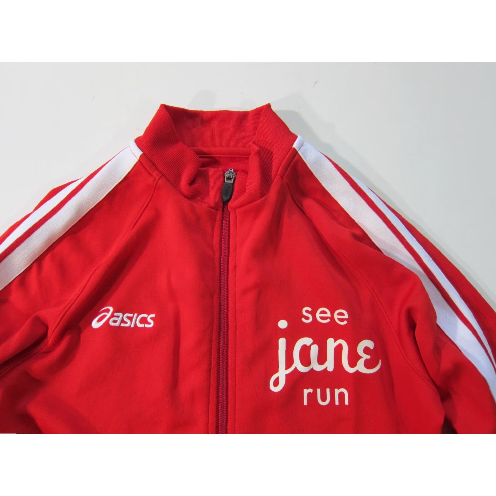 Asics Asics See Jane Run Red White Stretch Zip Pocket Windbreaker Track Jacket Women M Size M / US 6-8 / IT 42-44 - 3 Thumbnail